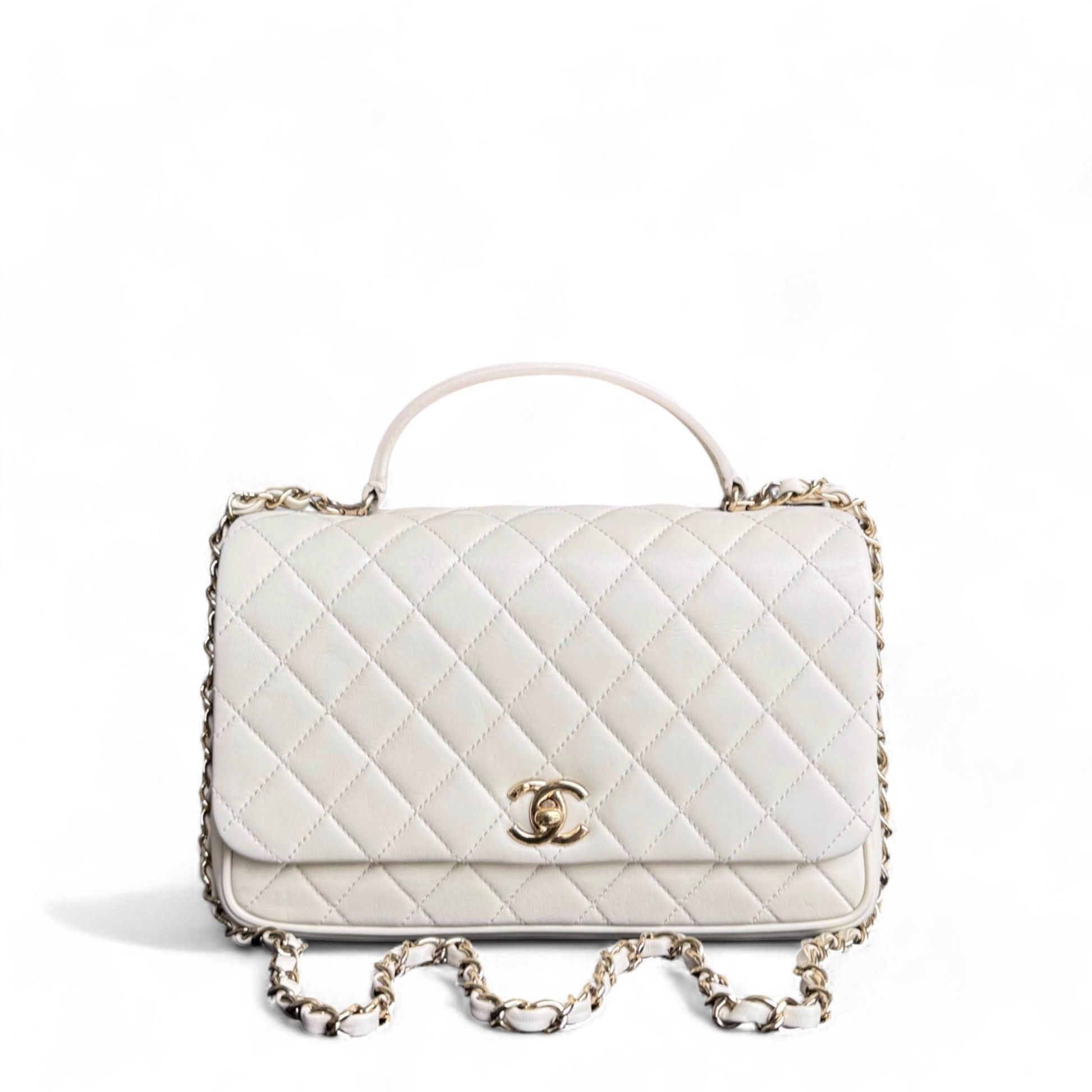 Chanel Citizen Chic Flap Bag - Medium Lambskin Cream White Quilted Gold Hardware Series 25