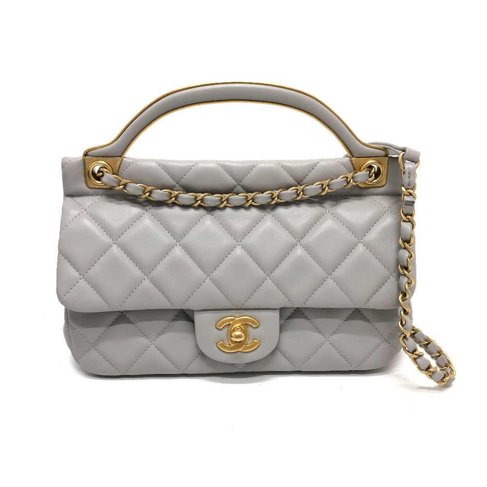 Chanel lambskin Matrasse Gray Shoulder Bag