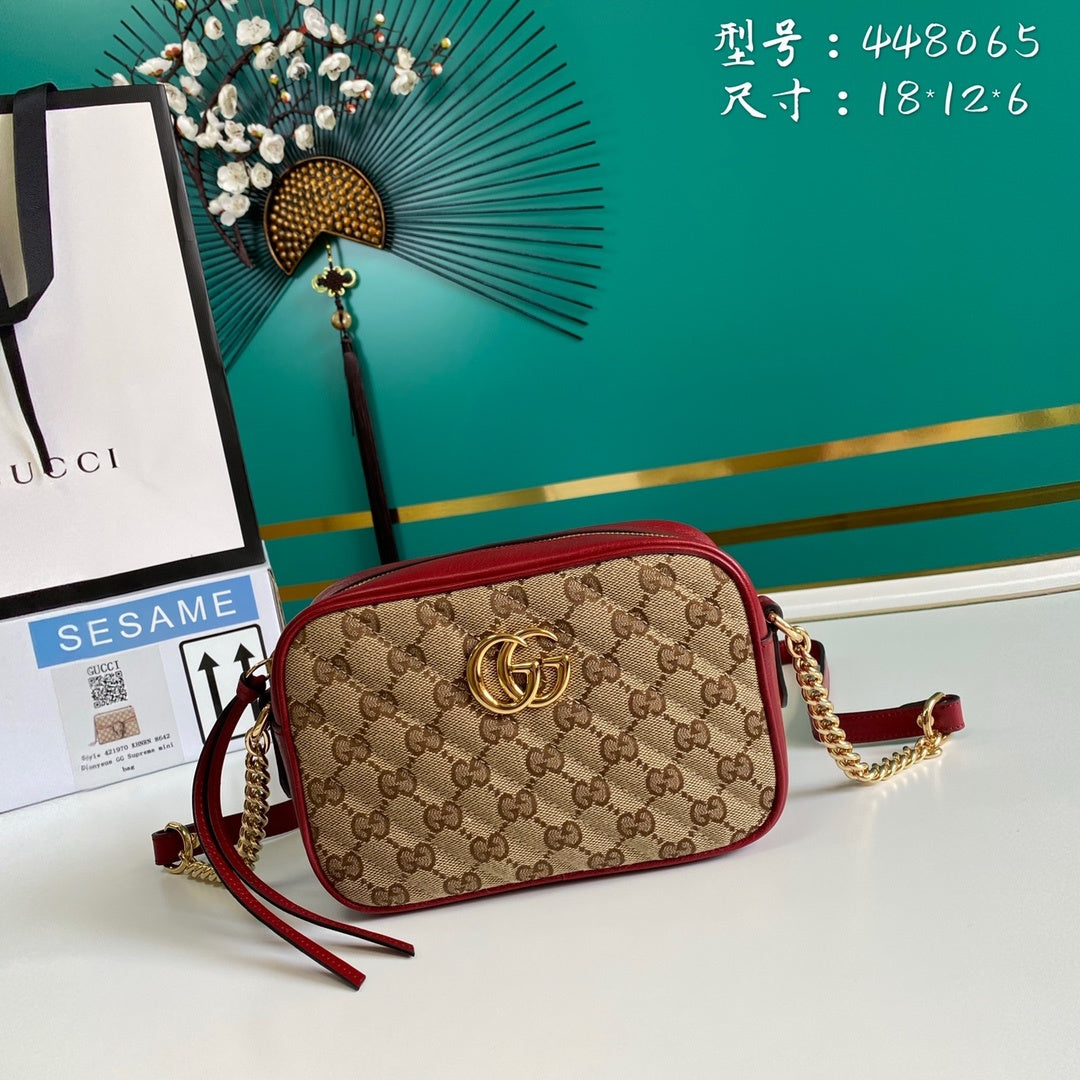 gg Marmont Shouder Ebony Diagonal Canvas Beige Small Handbag 7In18Cm Beaunoirrbeaunoirr