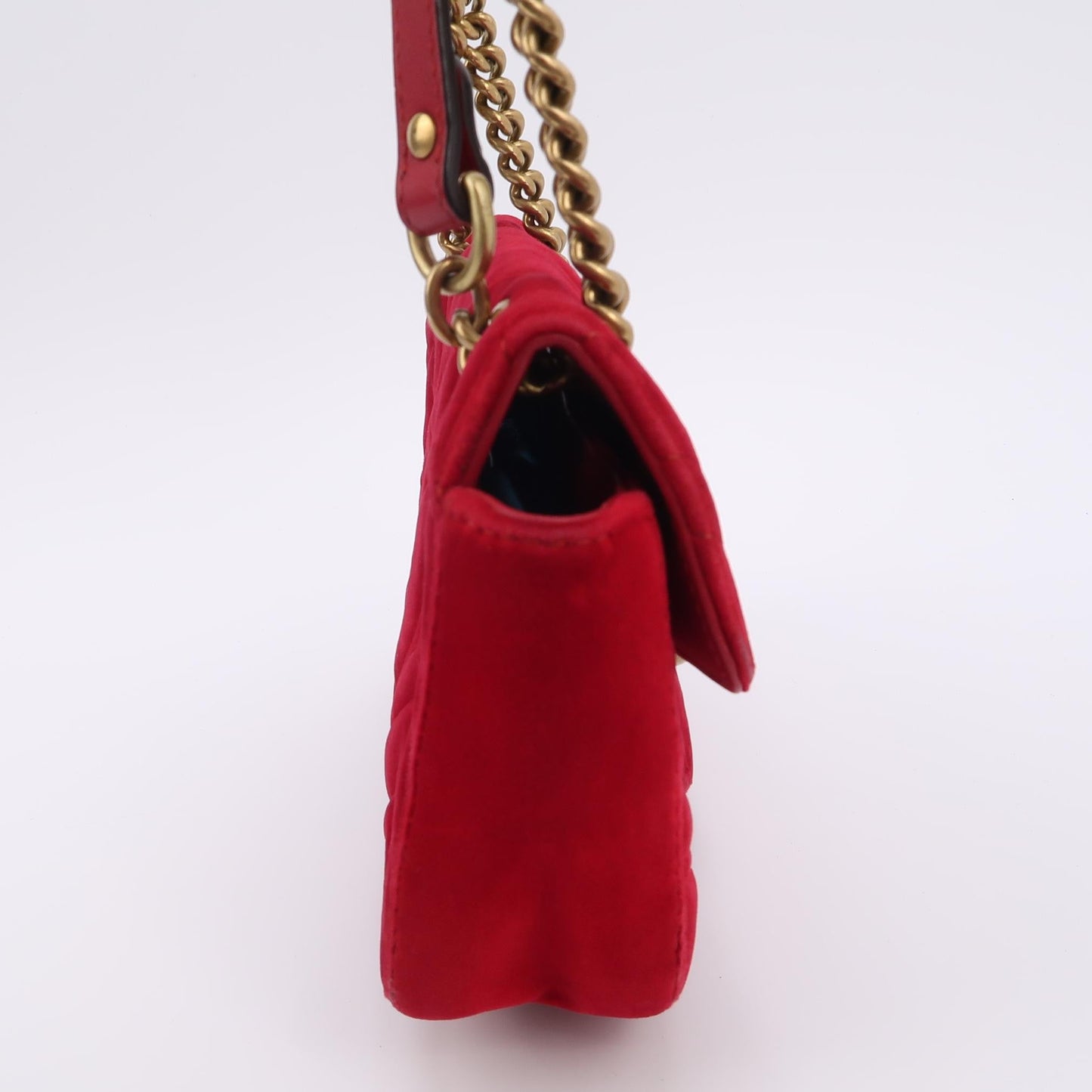 Gucci Marmont Velvet Red Mini Flap Travel Bag Handbag 1