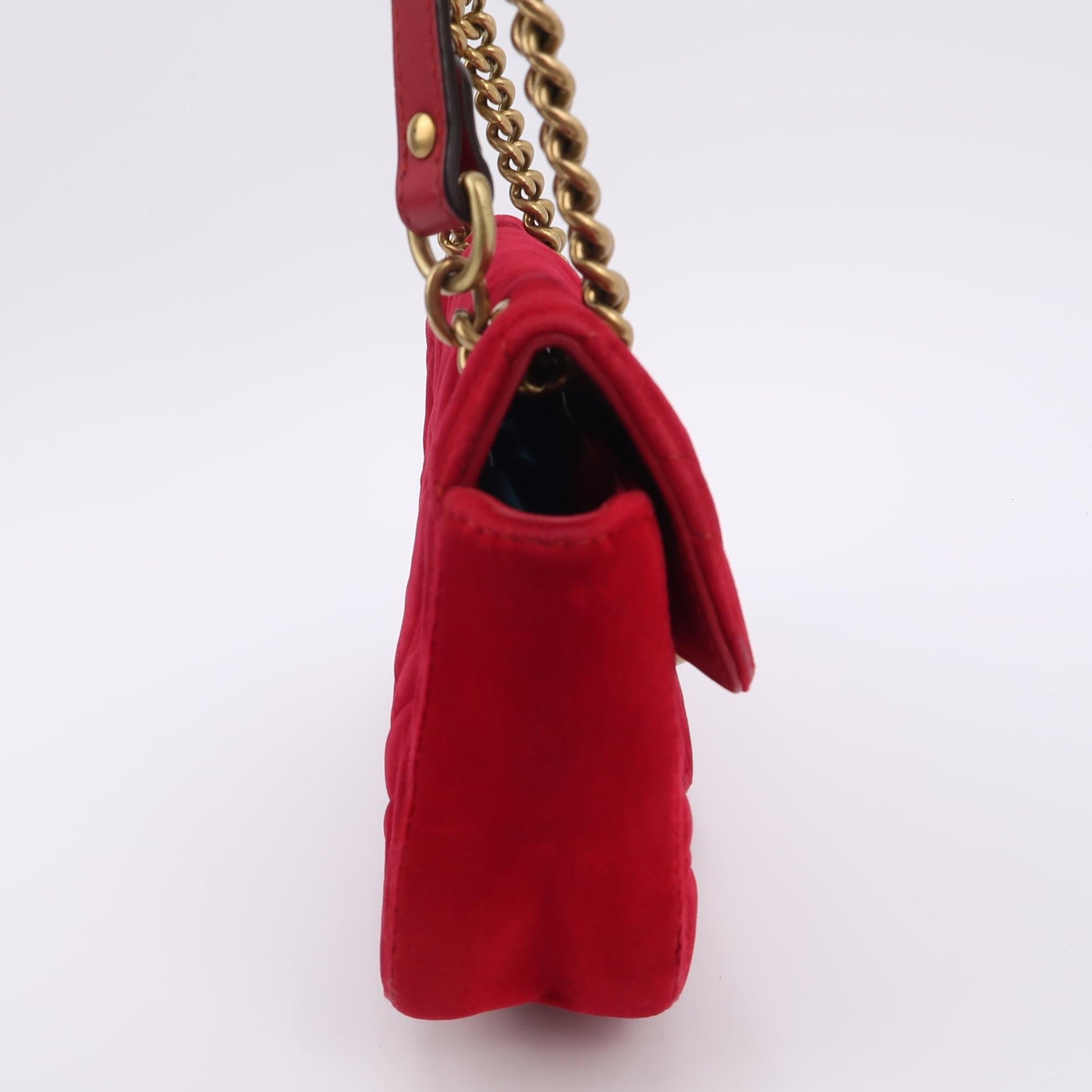 Gucci Marmont Velvet Red Mini Flap Travel Bag Handbag 1