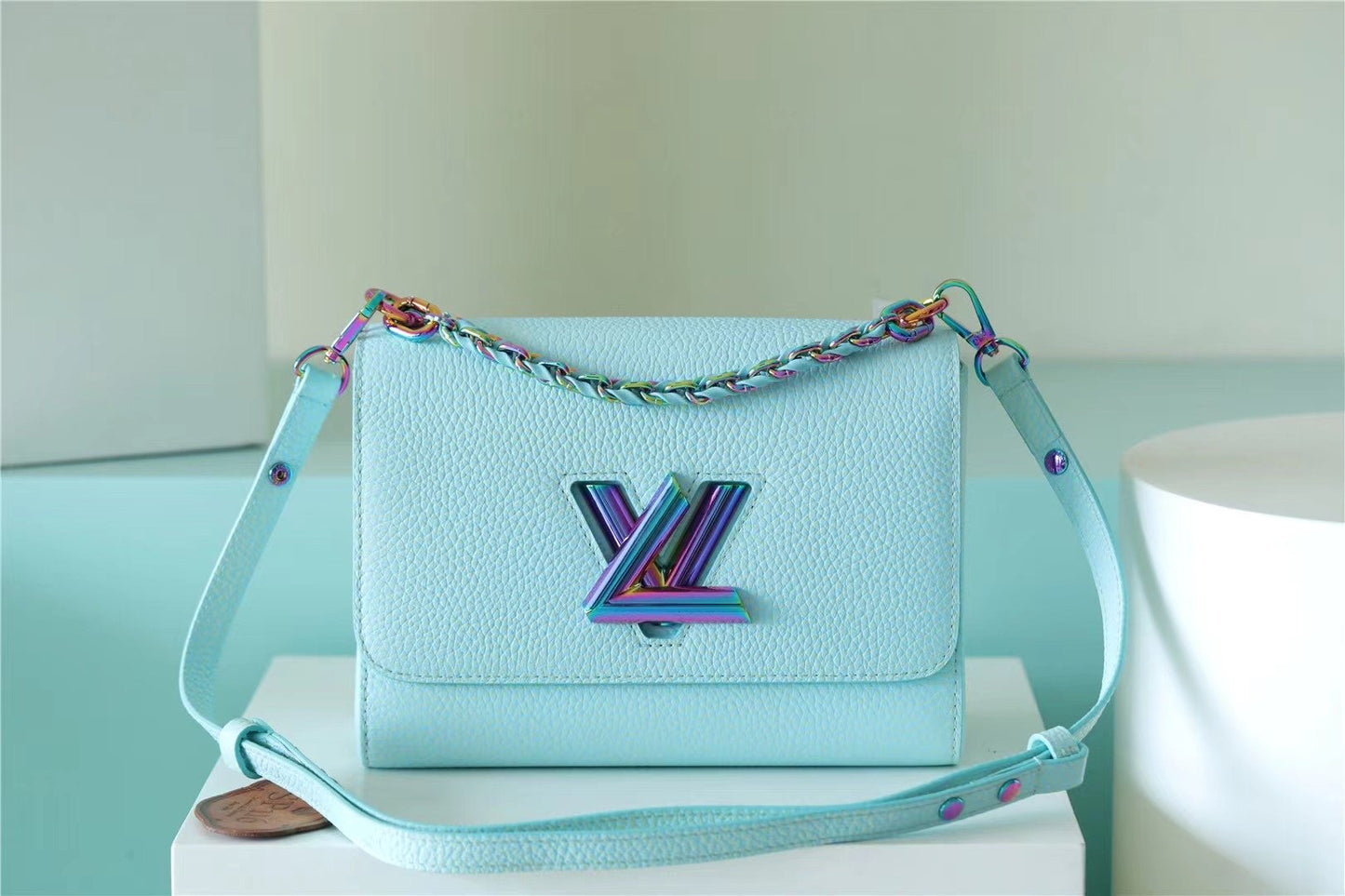Top Quality Twist Mm Grain For Women Blue Crossbody Bag
