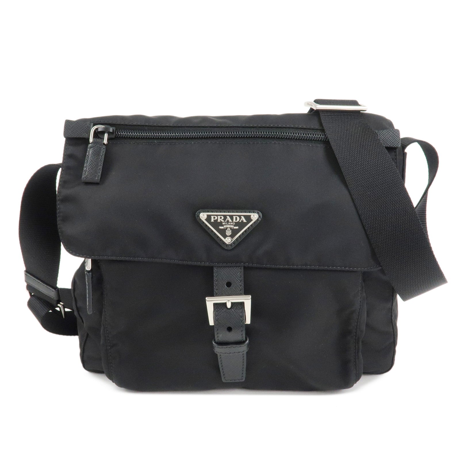 Shoulder Bag d Leather Nylon Black