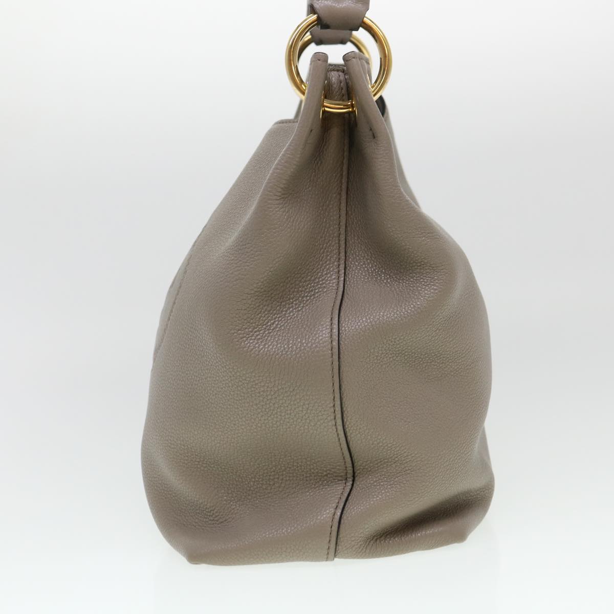 Prada Shoulder Bag Buffalo Goat Fur Leather Gray