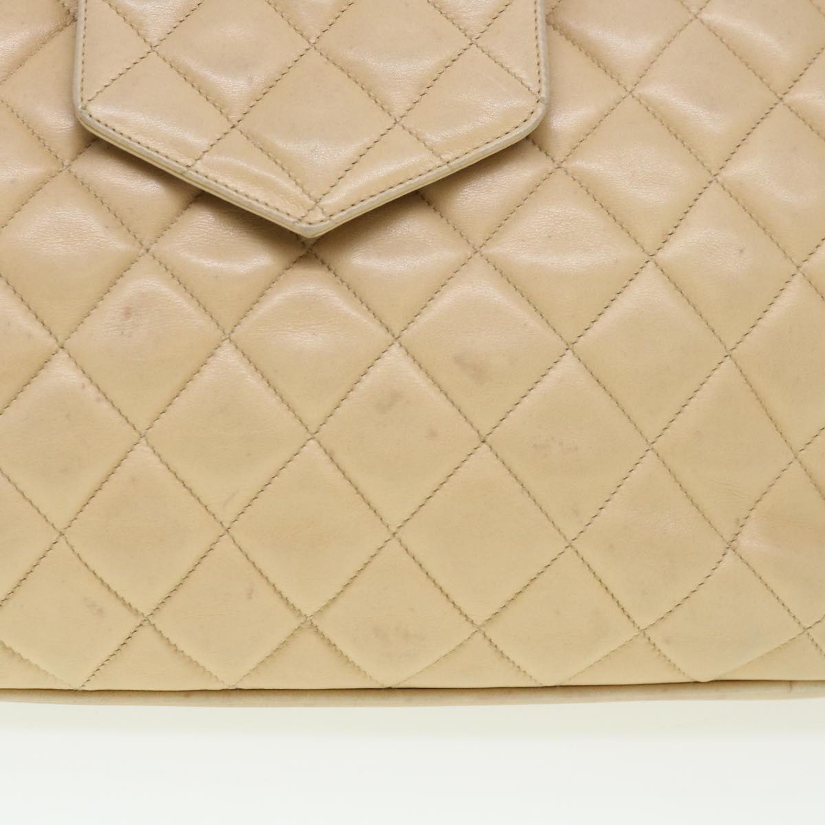 Chanel Chain Shoulder Bag Lamb Skin Beige CC Auth