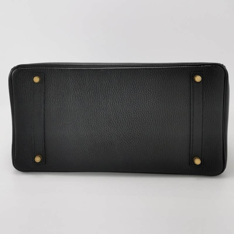 Hermes Birkin Calfskin Hardware Handbag Leather Black Travel Bag