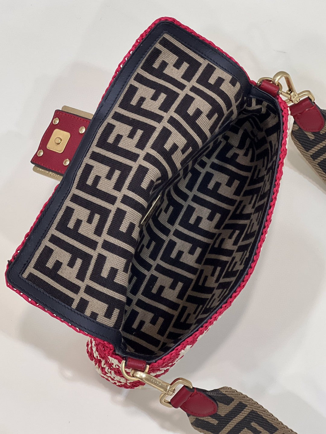 Fendi Top QualityTop Quality Baguette rafTop Red FF Handbag
