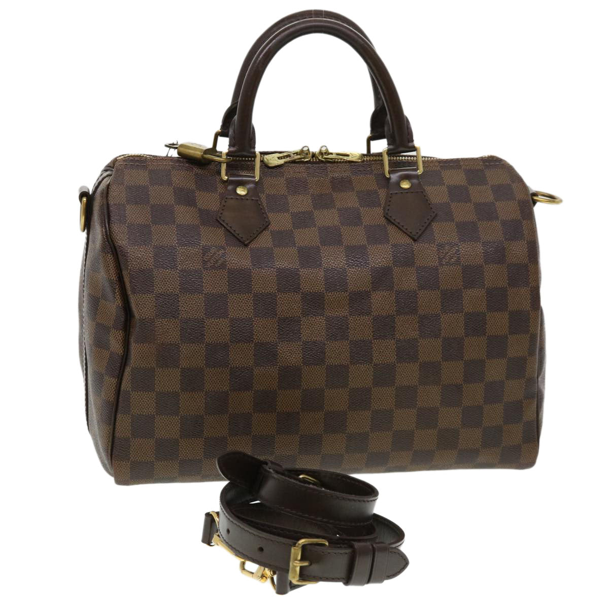 LOUIS VUITTON Damier Ebene Speedy Bandouliere 30 Hand Bag N41367 LV 38914