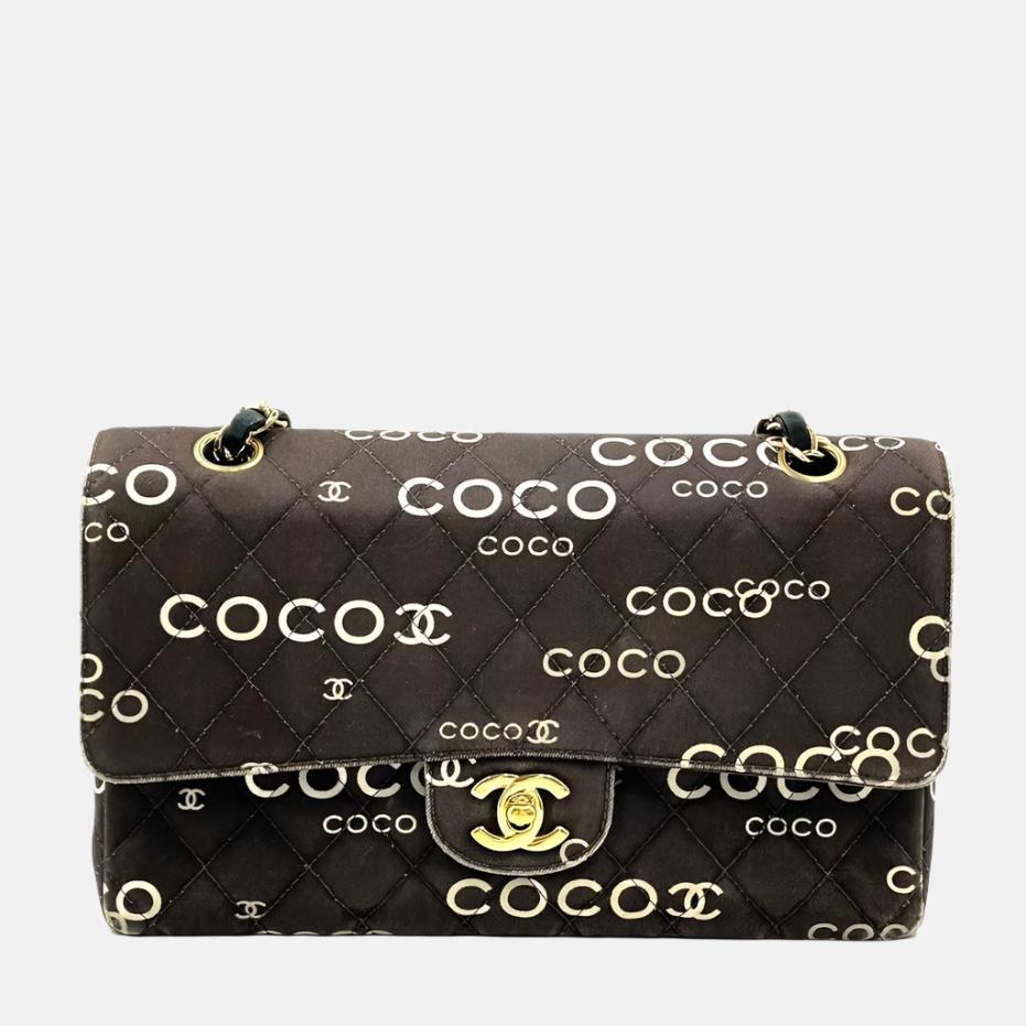 Chanel Classic Flap Diamond Stitch Denim Coco Black Gold Handbag Gold Hardware