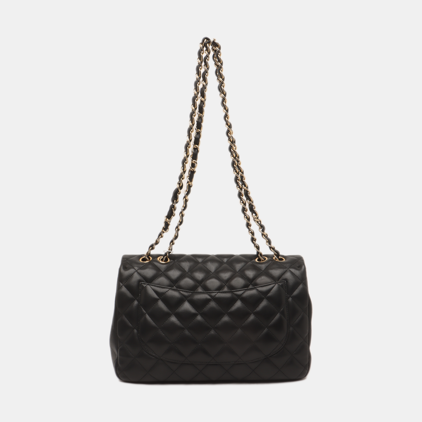 Chanel Classic Flap Jumbo Lambskin Single Flap Black Gold Leather Handbag Gold Hardware