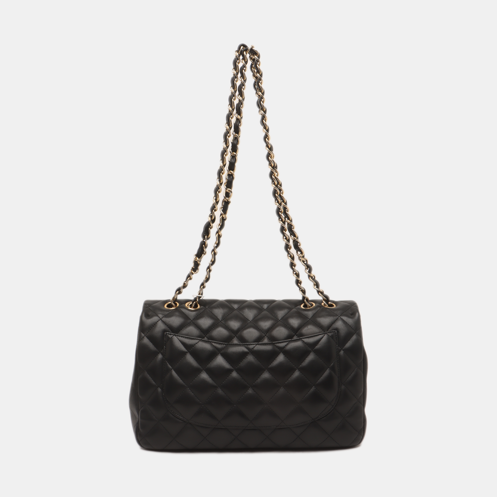 Chanel Classic Flap Jumbo Lambskin Single Flap Black Gold Leather Handbag Gold Hardware