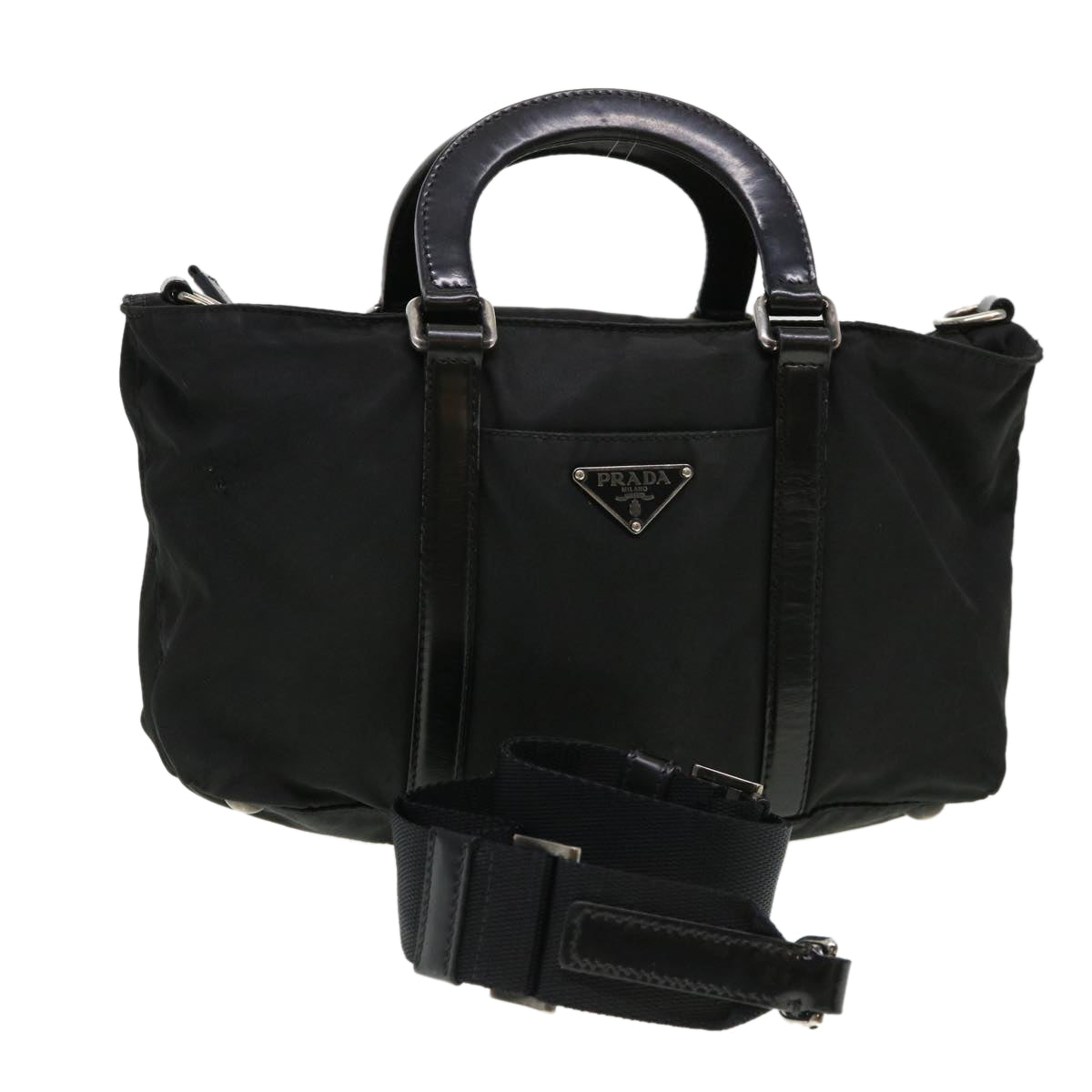 Prada Hand Bag 2Way Auth Nylon Black Travel Bag