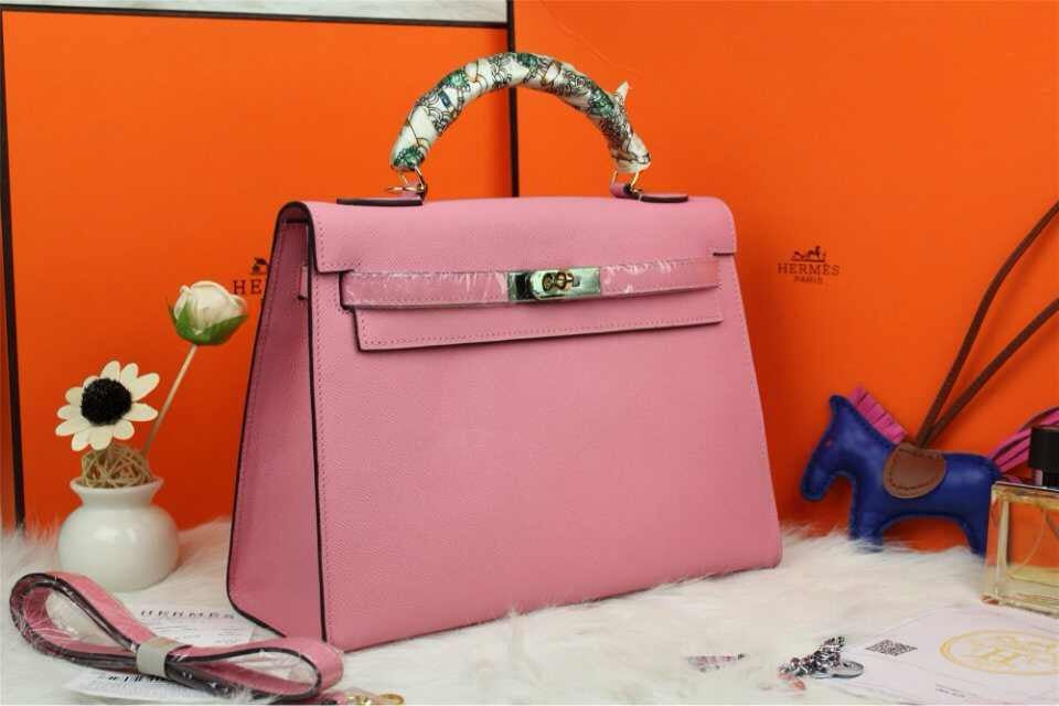 Hermes Luxury Kelly Cm Epsom Handbag Leather Pink Travel Bag Handbag Pink