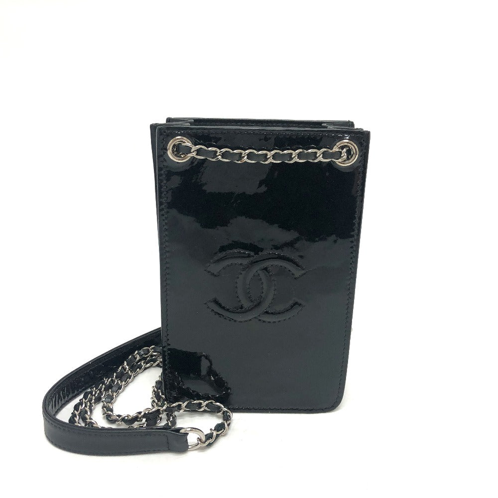 Chanel enamel COCO Mark Black Shoulder Bag