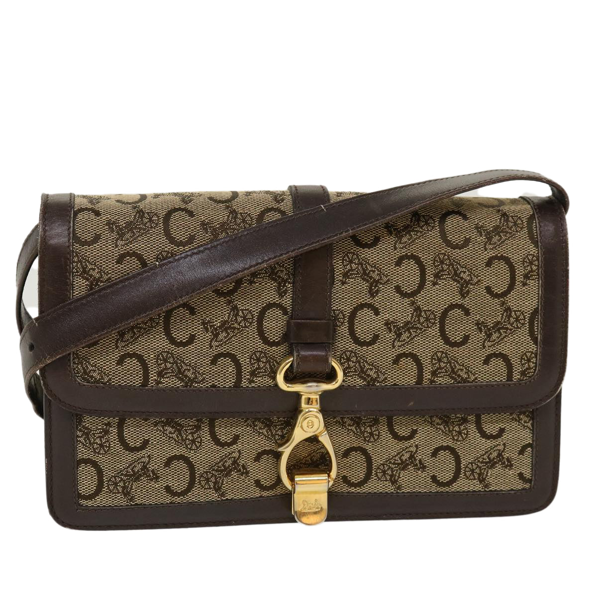 Luxury C Macadam Horse Carriage Shoulder Bag Canvas Brown Bag Brown