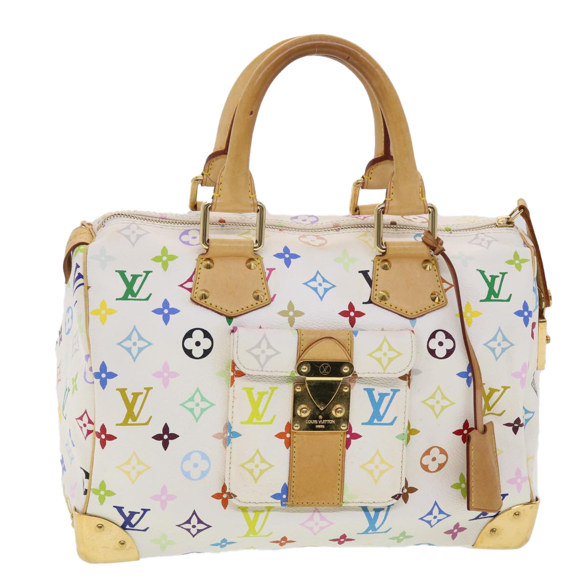 LOUIS VUITTON Monogram Multicolor Speedy 30 Hand Bag White M92643 LV 39979A