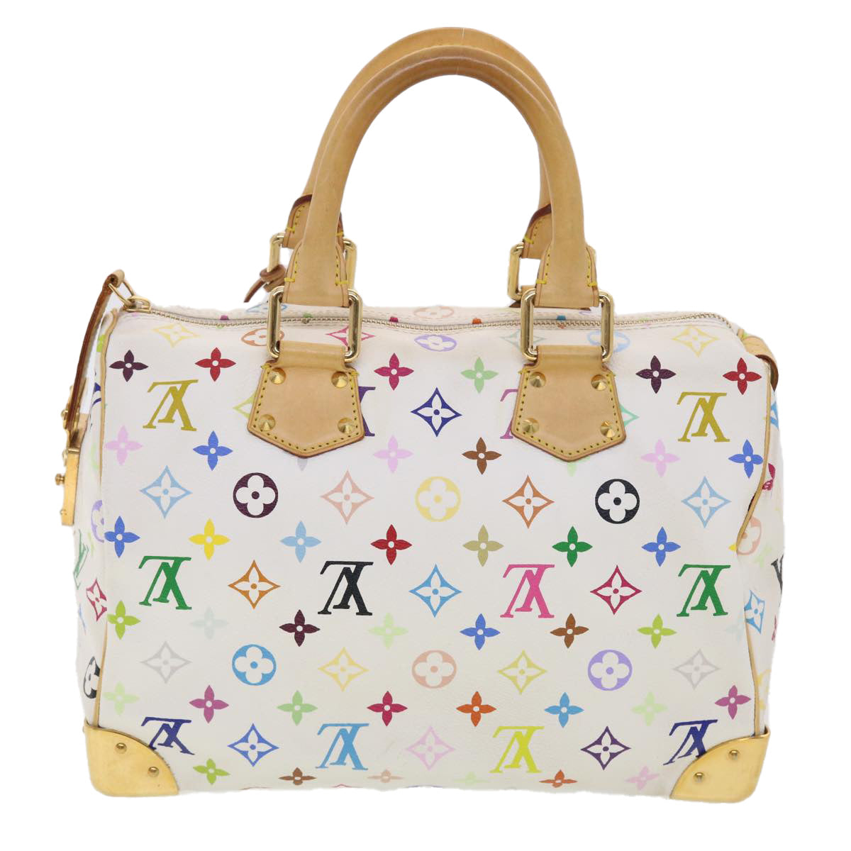 LOUIS VUITTON Monogram Multicolor Speedy 30 Hand Bag White M92643 LV 39979A
