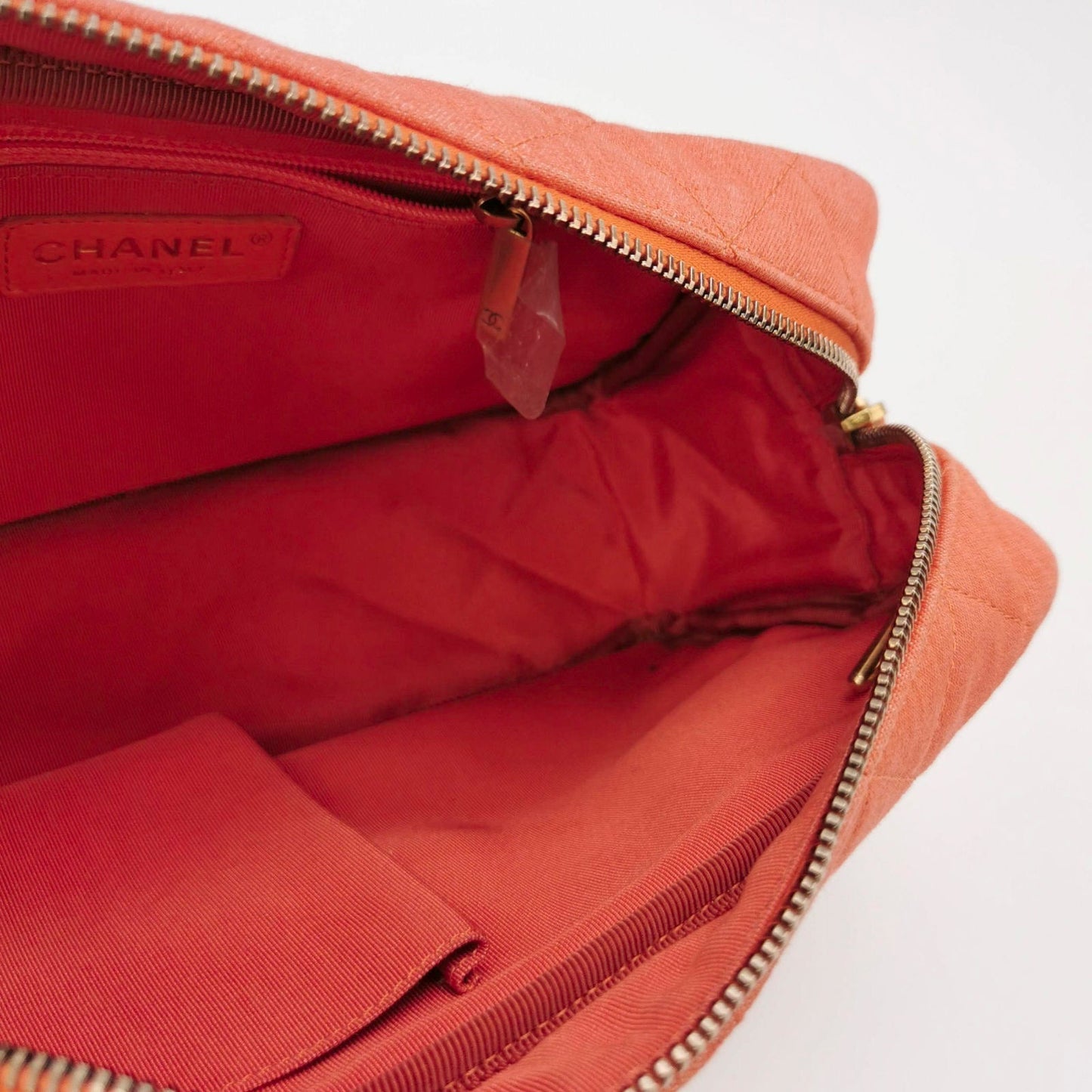 Chanel Quilted 2.55 Mademoiselle Camera Orange Small Canvas Handbag