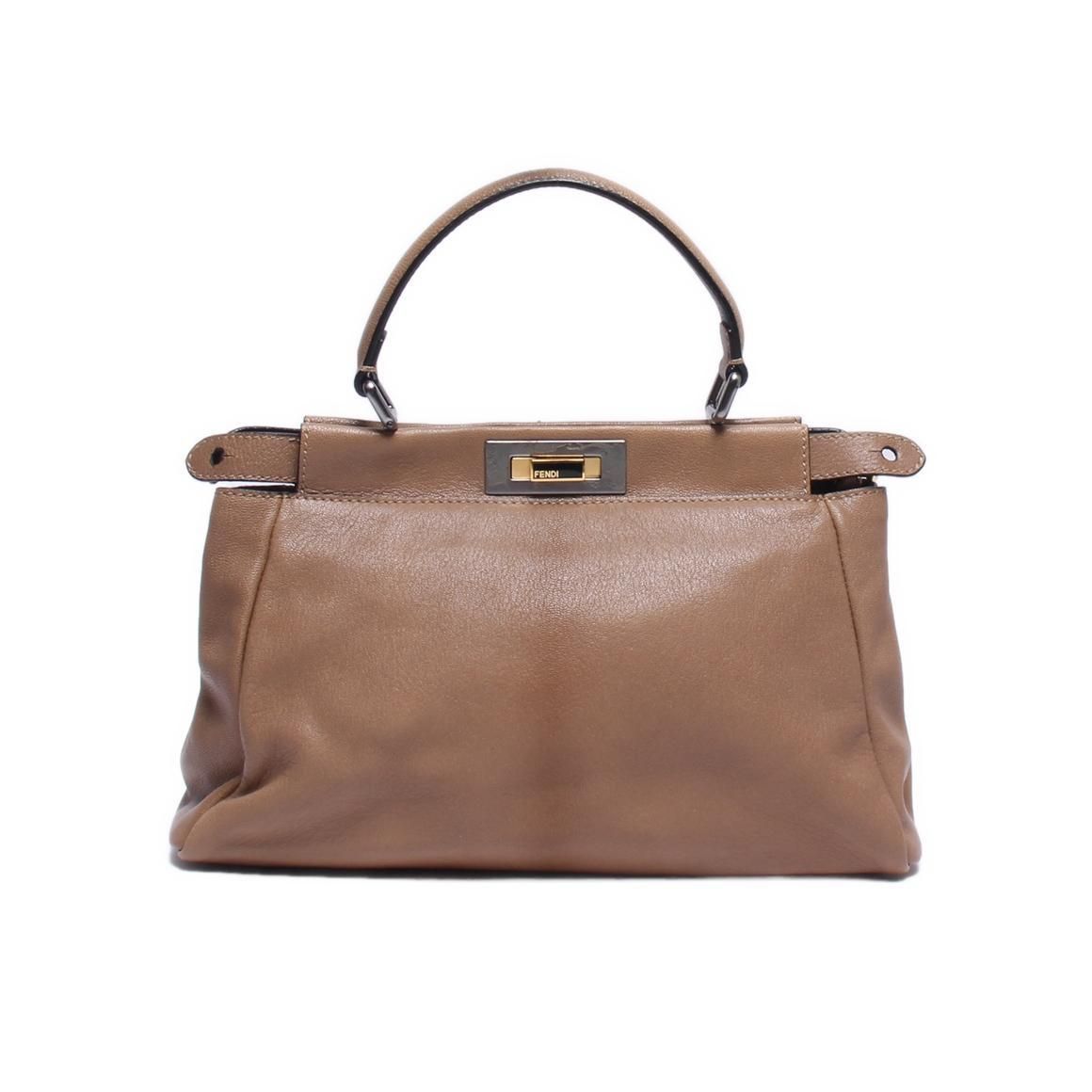 Fendi Tote Bag Peekaboo Leather Brown