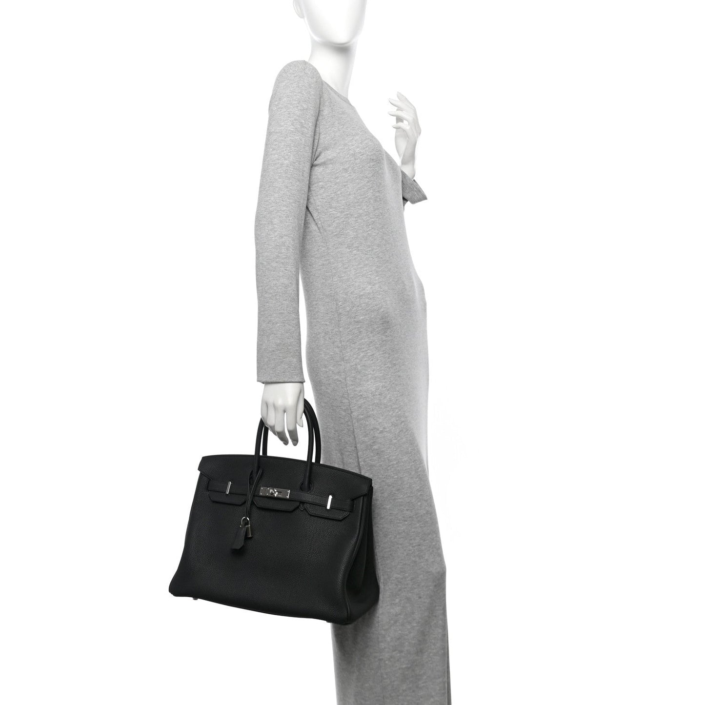 Hermes Togo Birkin Handbag Black Travel Bag 35 Black 1767379