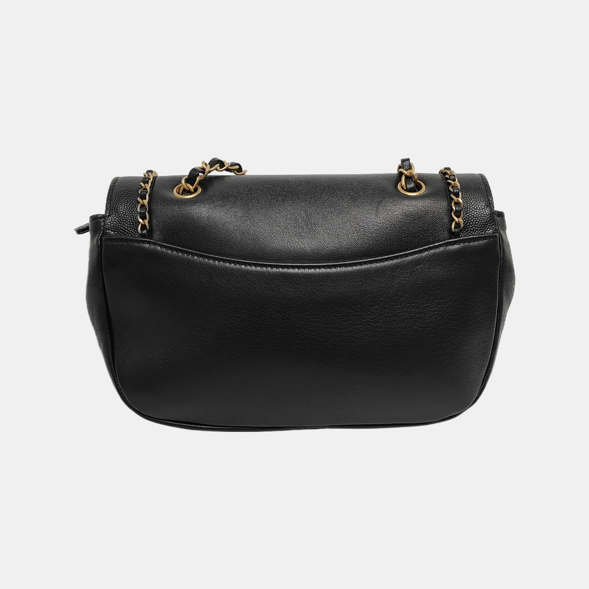 Chanel Lovely Chains Flap Calfskin Hardware -19 Black Gold Leather Shoulder Bag