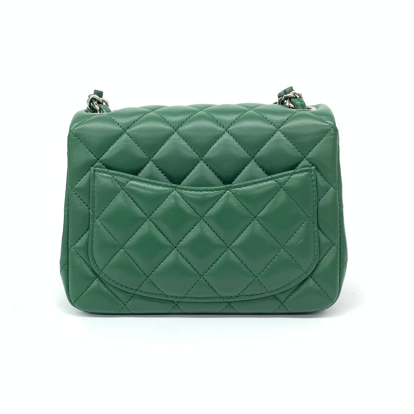 Chanel Classic Flap Square Dark Lambskin Full Green Crossbody Bag