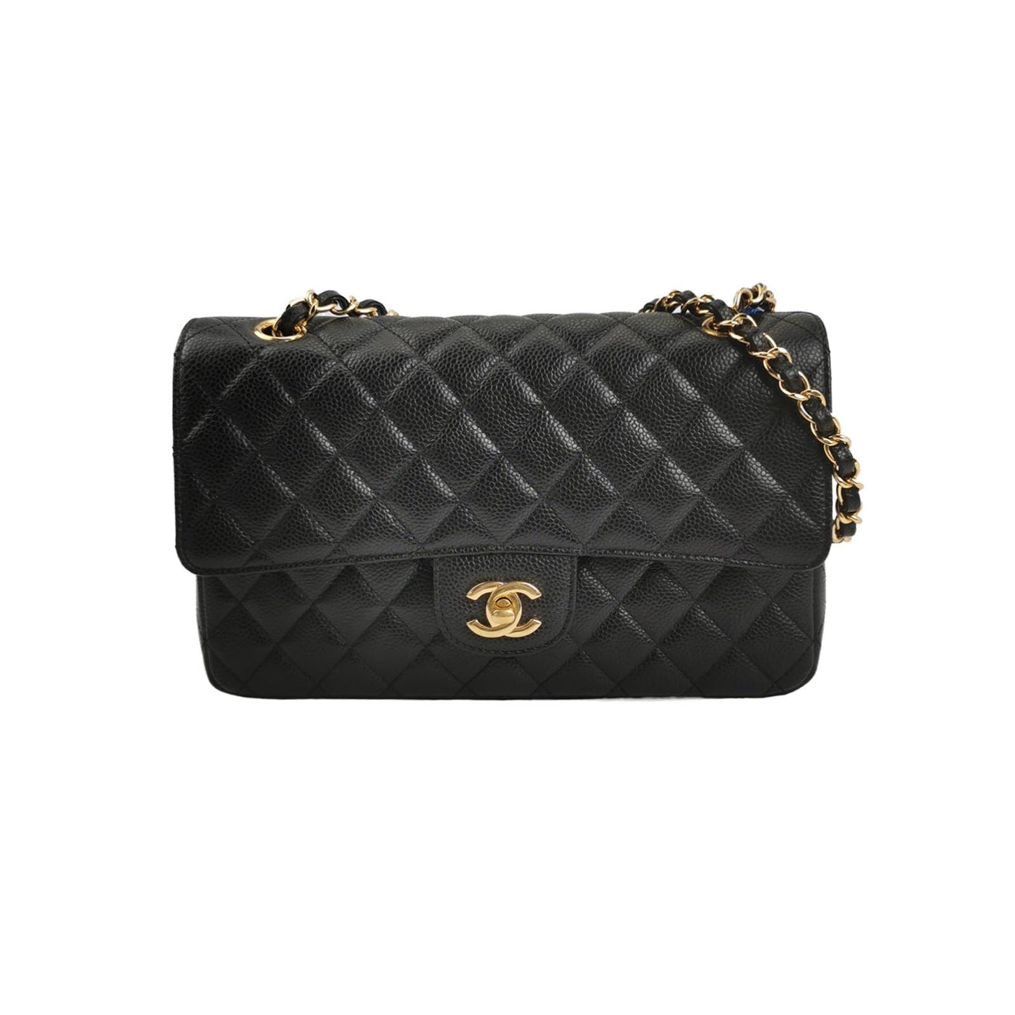 Chanel Classic Flap Caviar -tone Hardware Black Gold Leather Handbag Tone Hardware
