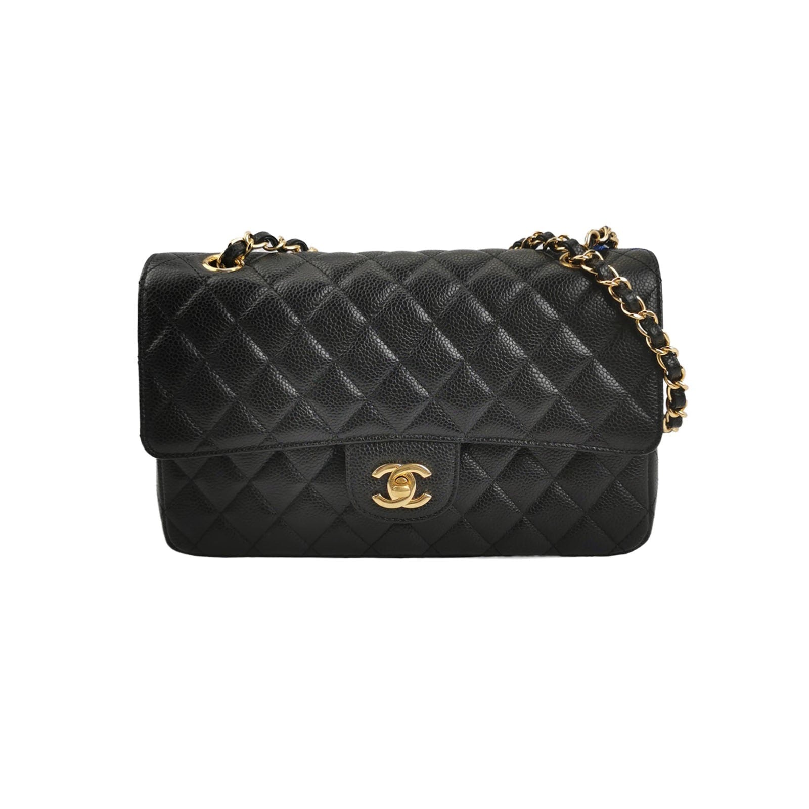 Chanel Classic Flap Caviar -tone Hardware Black Gold Leather Handbag Tone Hardware