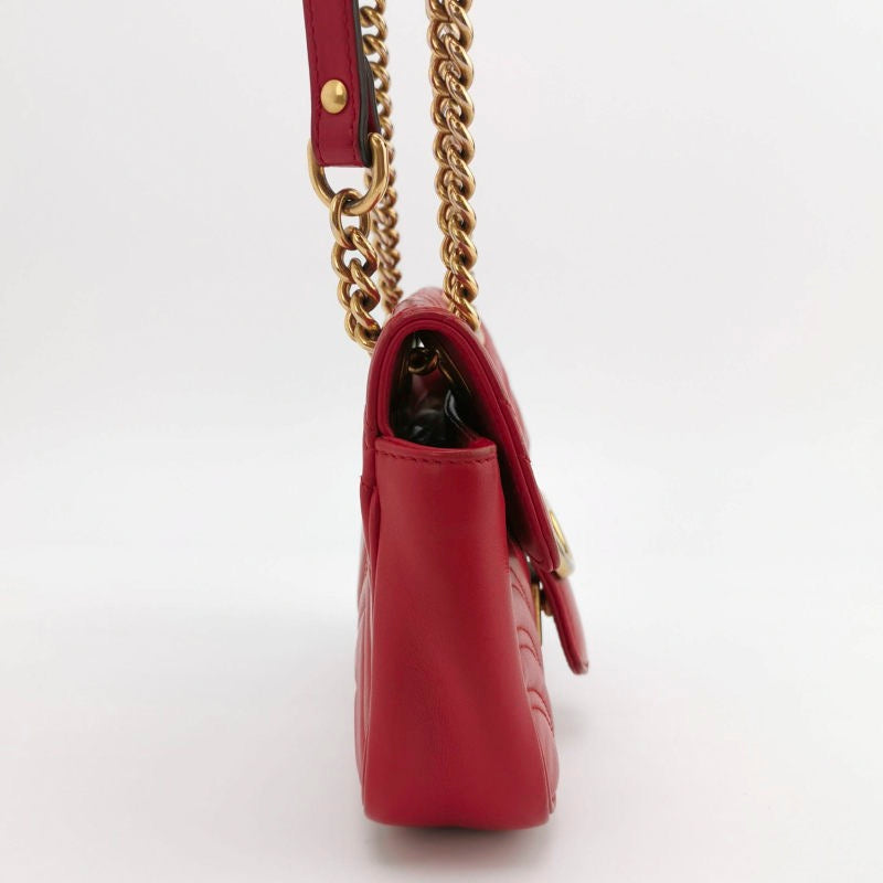 Gucci Marmont Leather Red Mini Flap Travel Bag