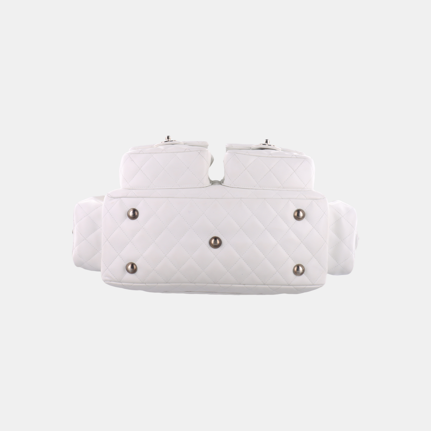 Chanel Cambon Multi-pocket Ligne Reporter Calfskin White Leather Handbag