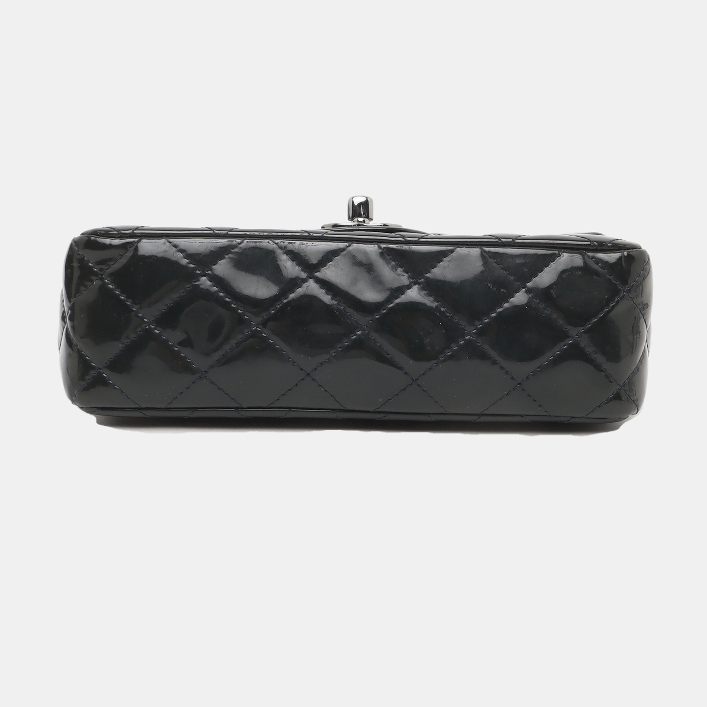 Chanel Classic Flap Rectangular Dark Patent HW Green Silver Leather Mini Bag