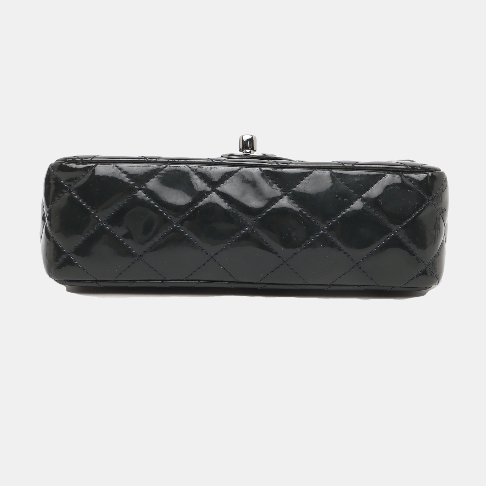 Chanel Classic Flap Rectangular Dark Patent HW Green Silver Leather Mini Bag
