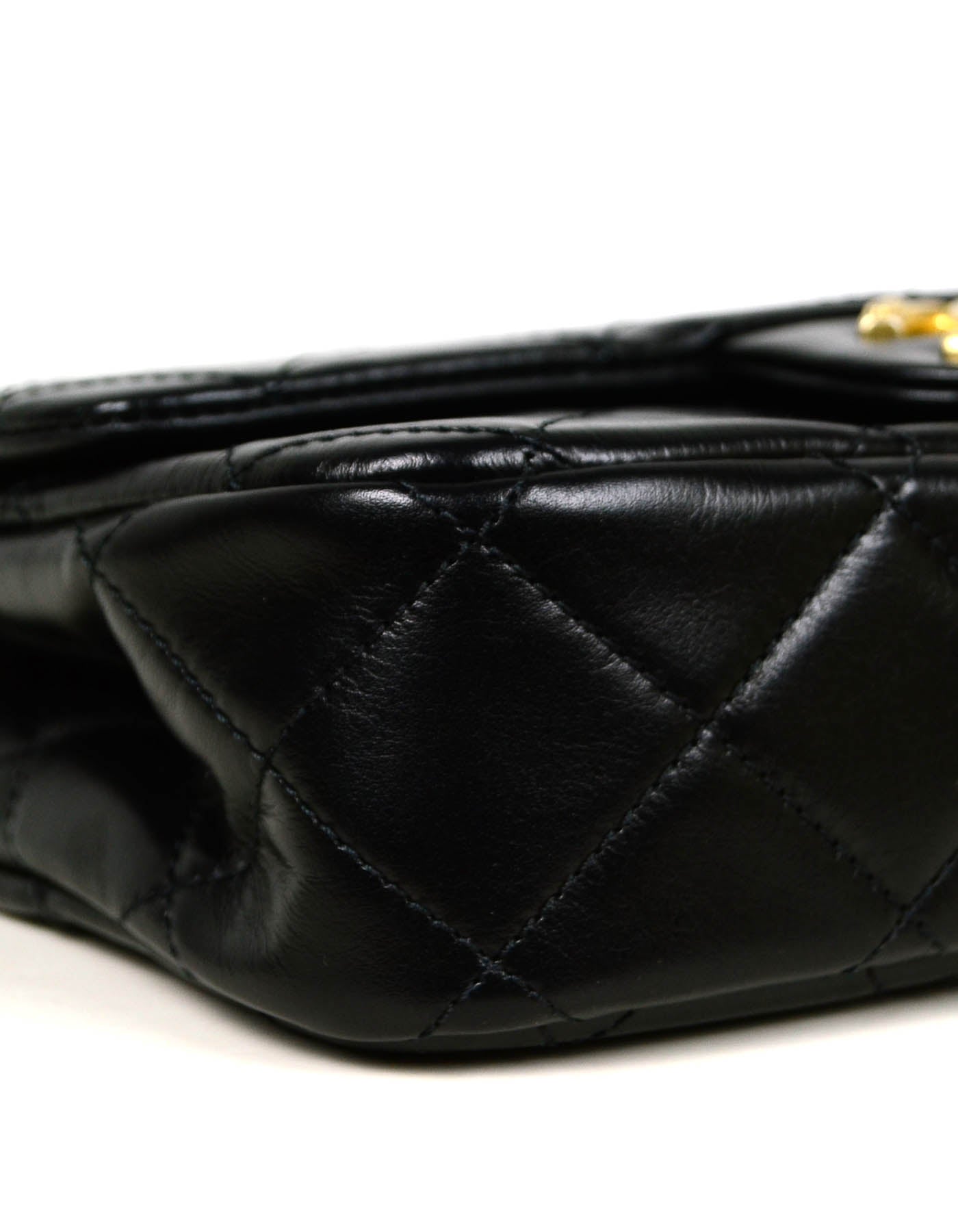 Chanel 2020 Black Calfskin Crystal Pearls Small Mini Flap Crossbody Bag