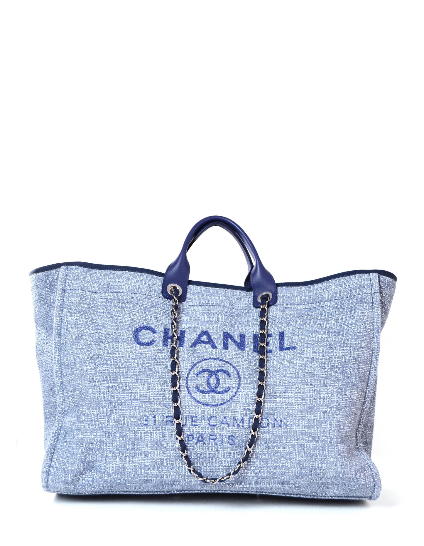 Chanel Blue & Glitter Canvas Xl Deauville Tote Bag