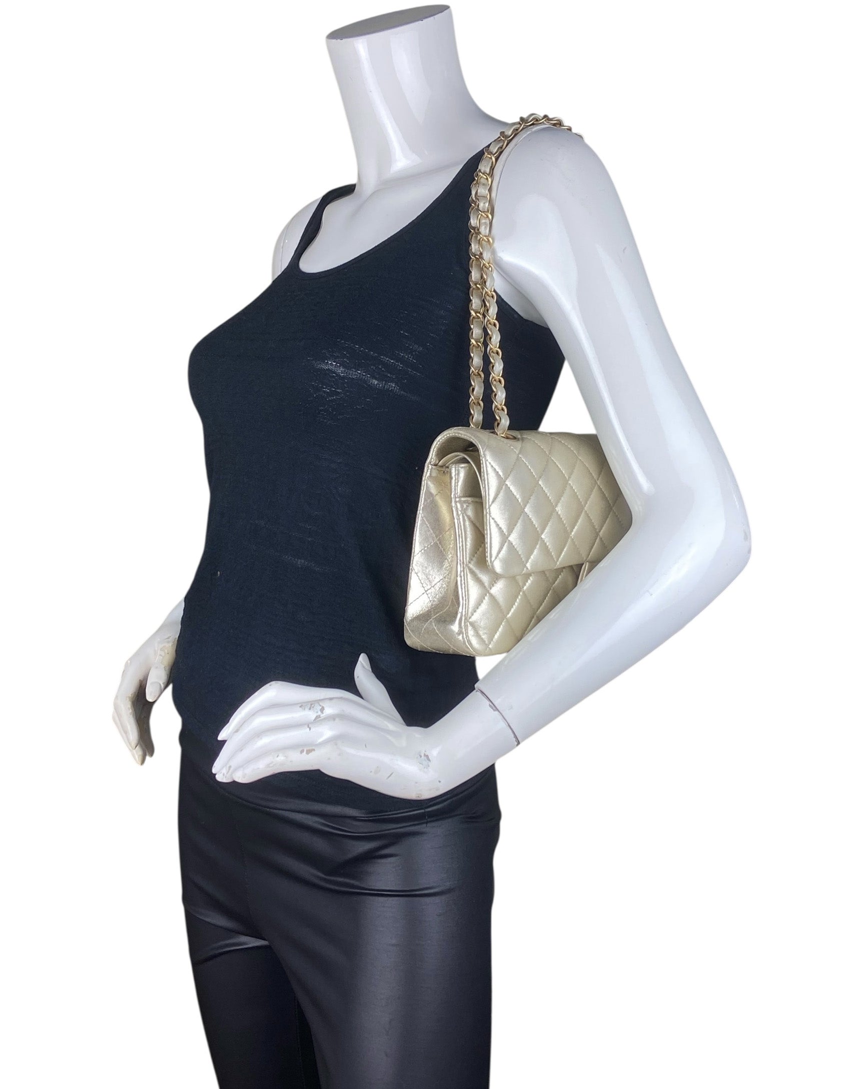 Chanel Gold Lambskin Medium Double Flap Bag