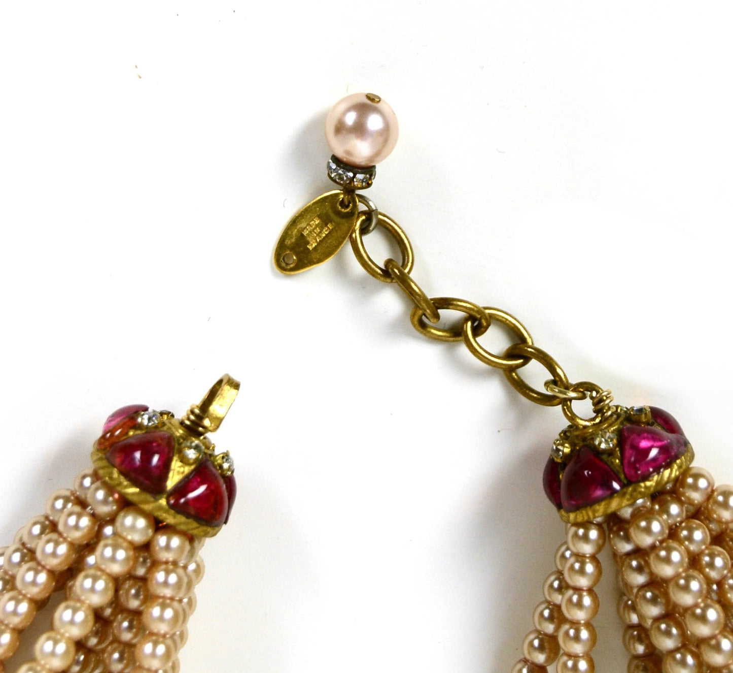 Chanel   1983 Faux Pearl Necklace w. Double Tassel
