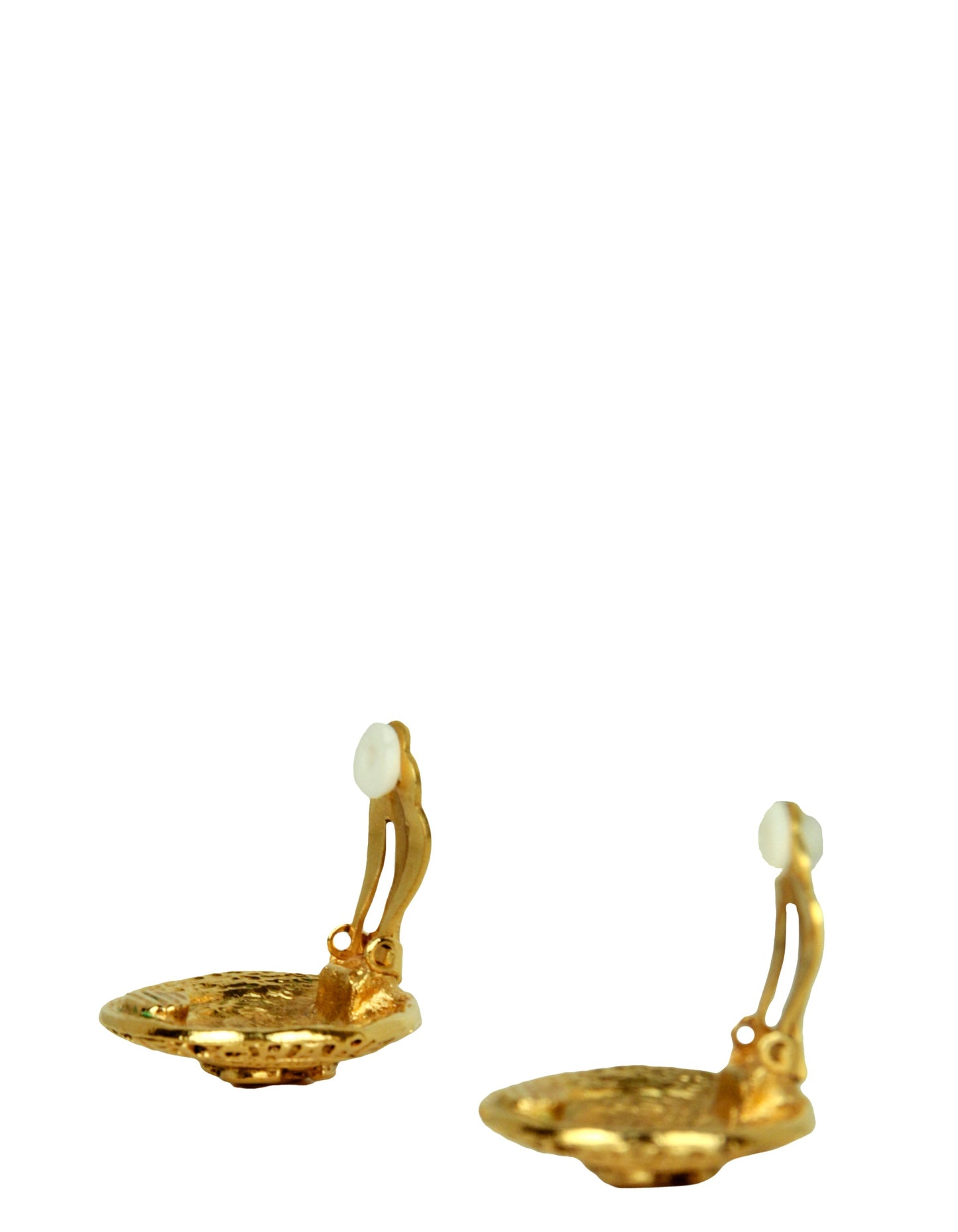 Chanel   Goldtone 1" CC Button Clip-On Earrings
