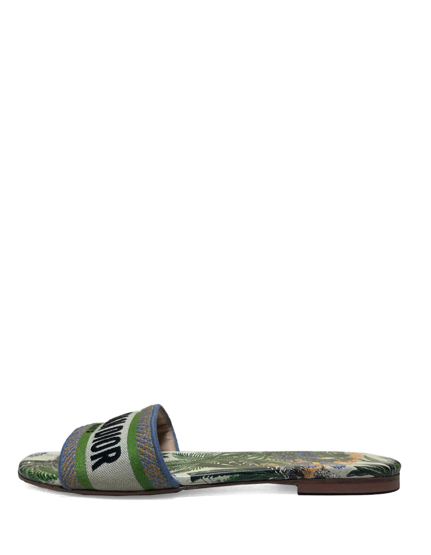Dior Shoe Christian Dway Slides sz39.5 Canvas Embroidered Shoes
