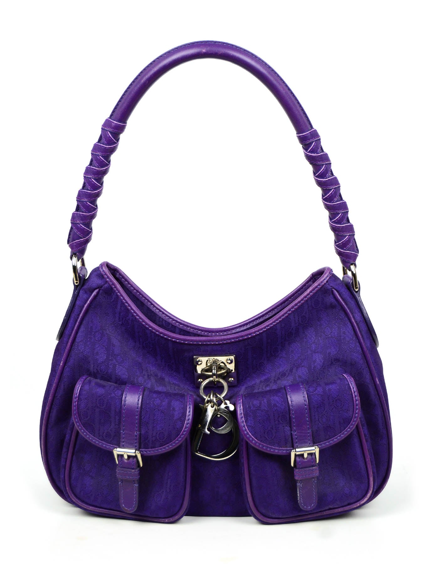 Dior Handbag Christian Shoulder Bag Canvas Monogram Purple