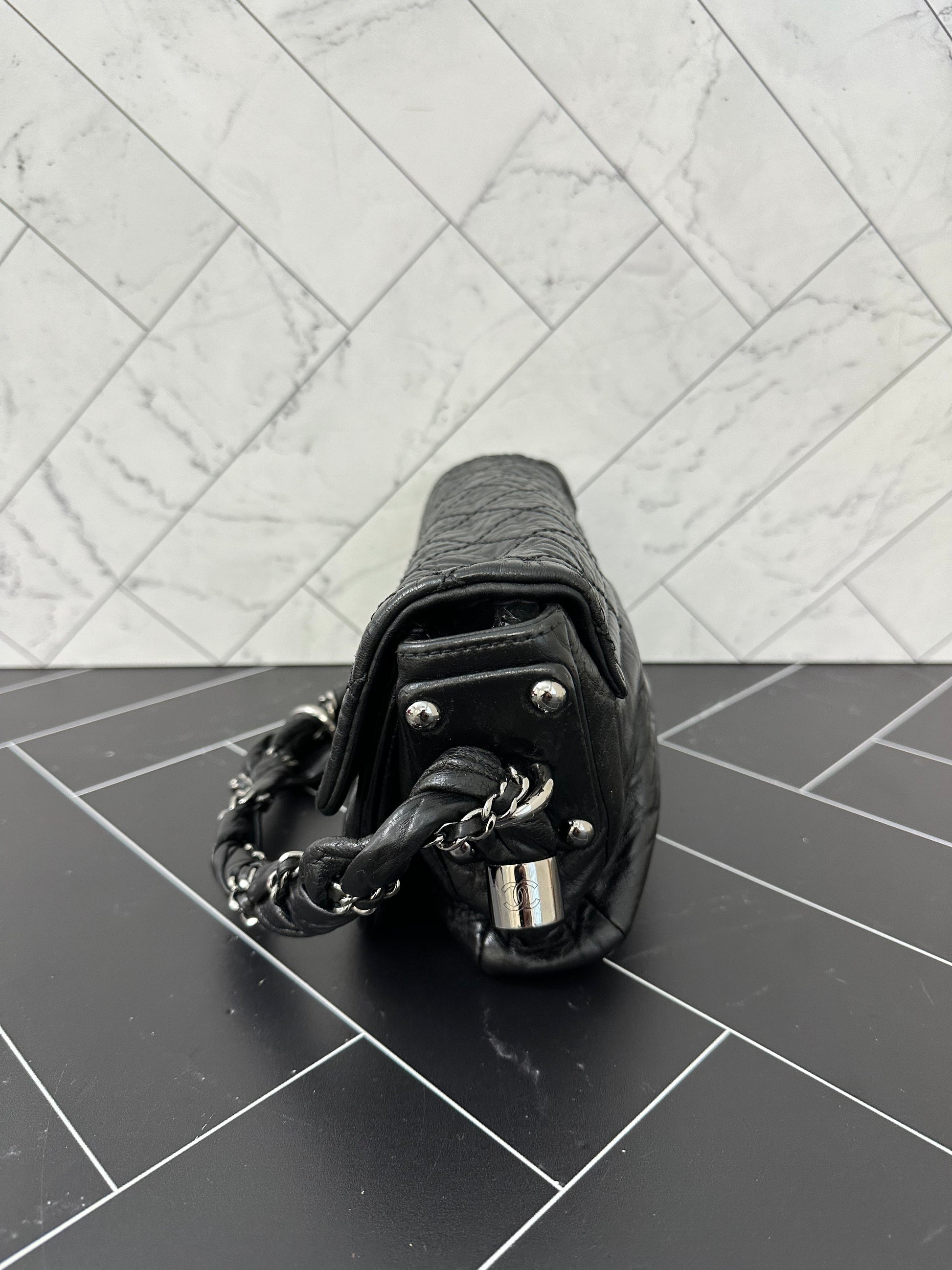 Chanel Distressed Small Black Lady Braided Shoulder Bag