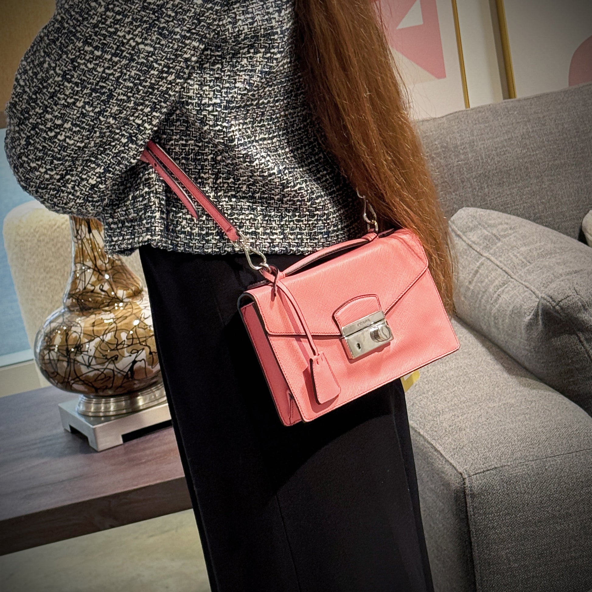 Prada Lux Sound Bag Tws Saffiano Mini Clutch Bag