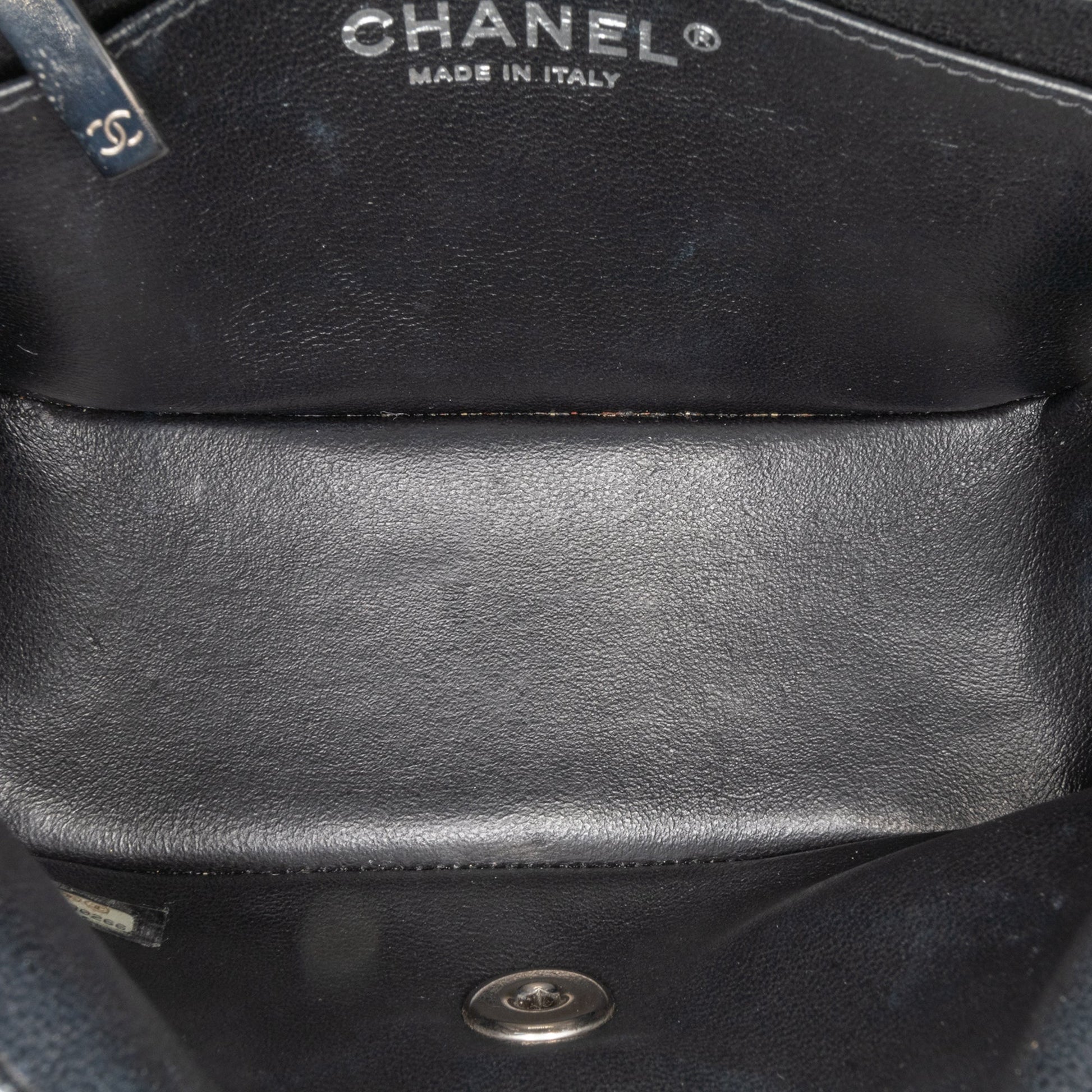 Black Chanel Mini Square Classic Patent Chevron Flap Crossbody Bag