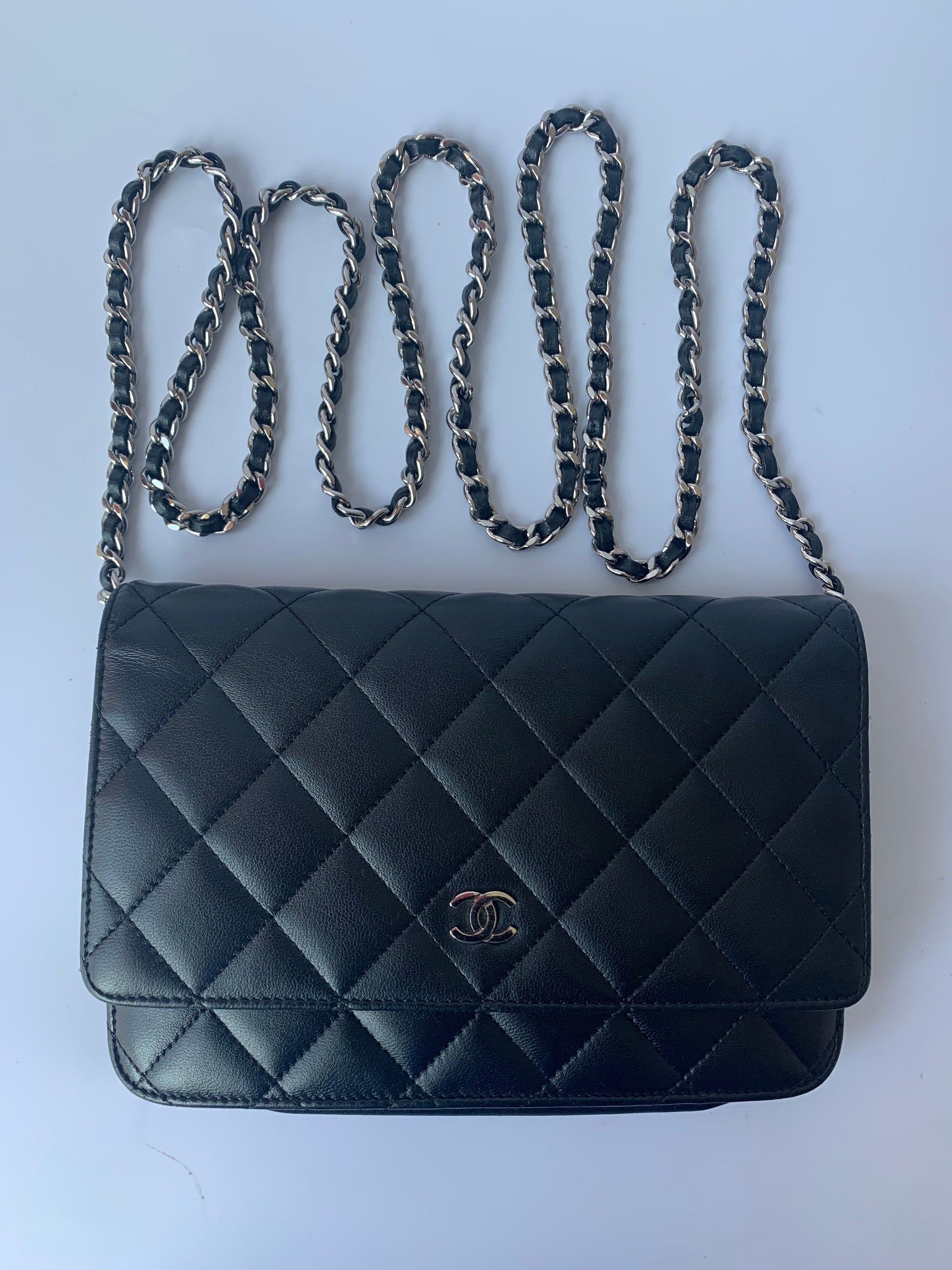 Chanel On Chains WOC Timeless Classic Black Wallet Case Black 2