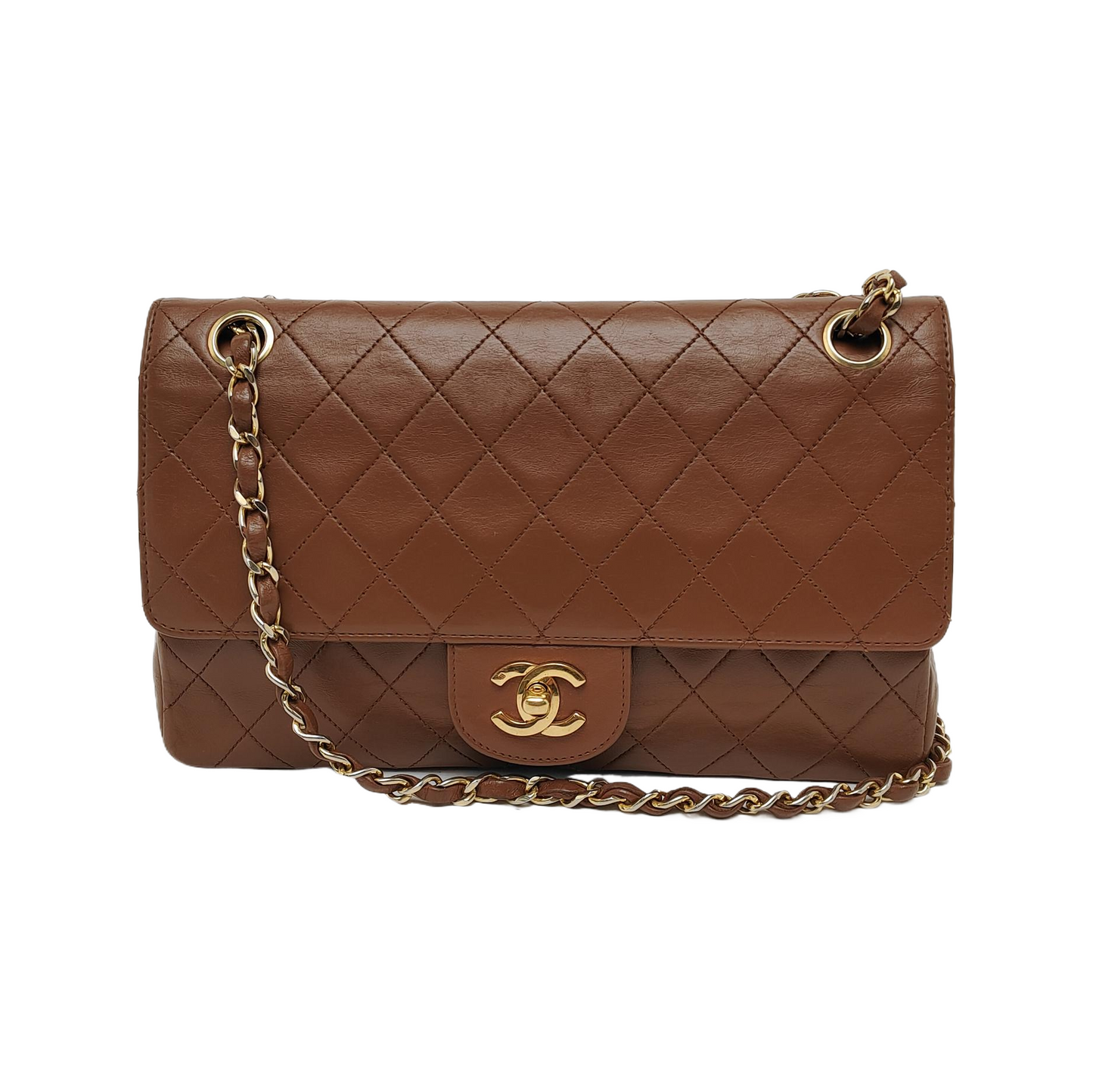 Chanel Classic Flap Tan Lambskin 24k Hardware Brown Gold Leather Handbag