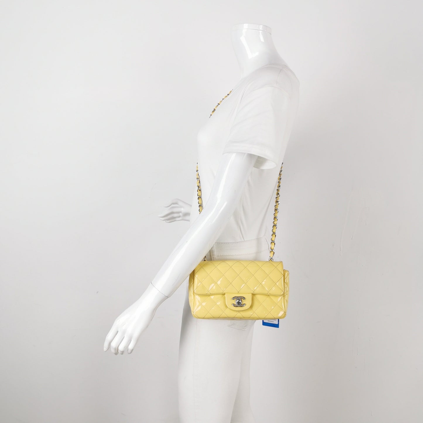 Chanel Classic Flap Rectangular Yellow Patent HW Silver Leather Mini Bag 3