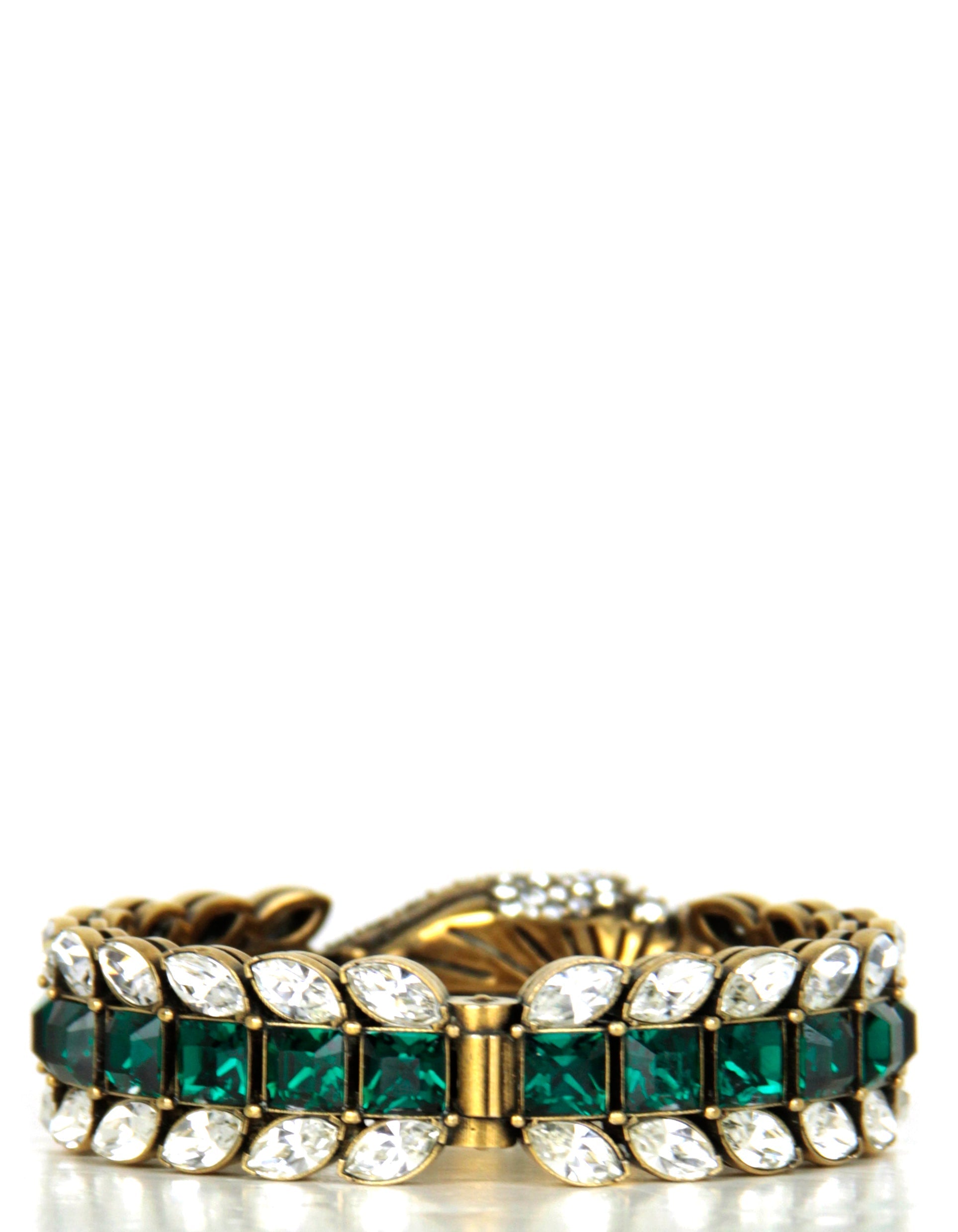 Gucci Green/White Crystal Snake Bracelet