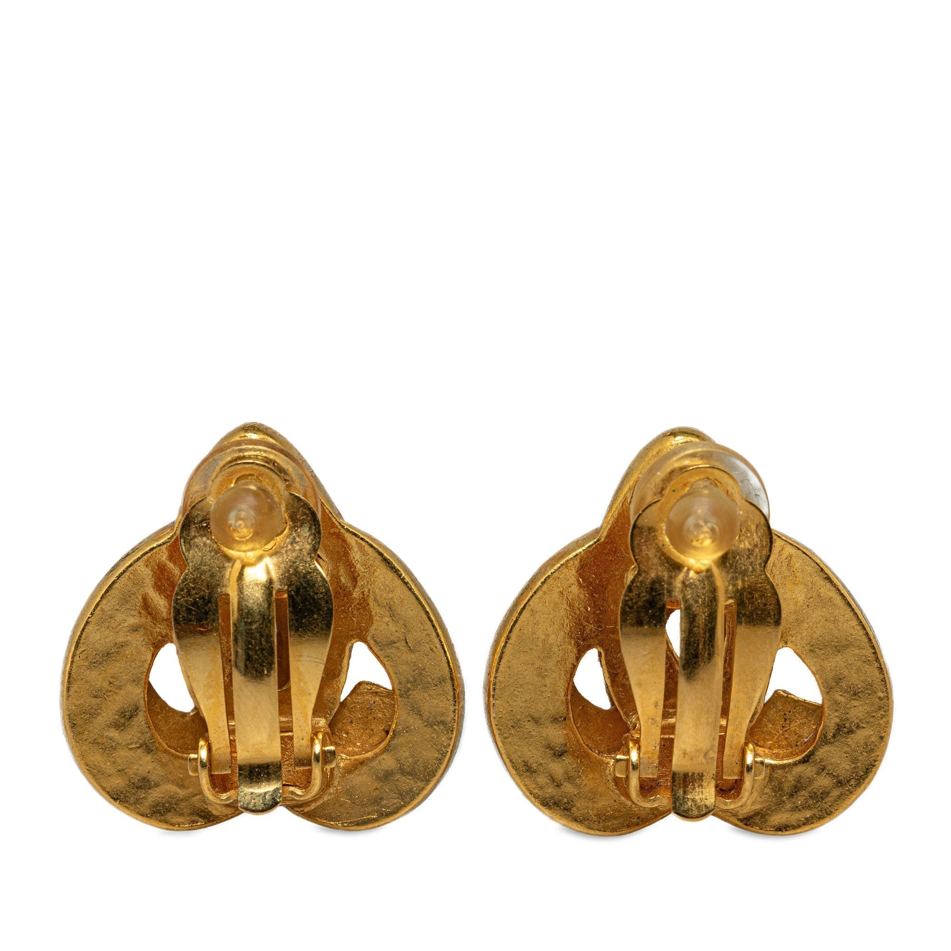 CHANEL CC Heart Clip On Earrings Costume Earrings