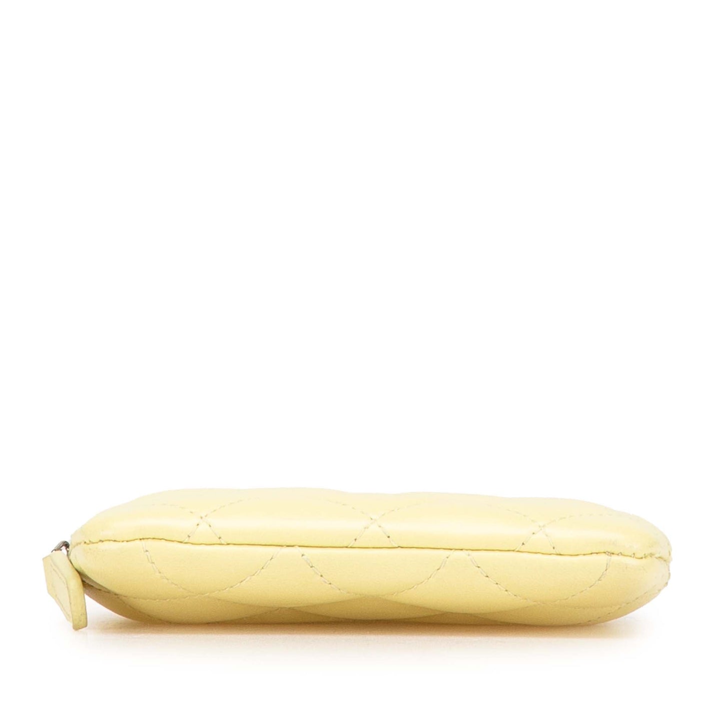 Yellow Chanel CC Quilted Lambskin Zipped Coin Purse