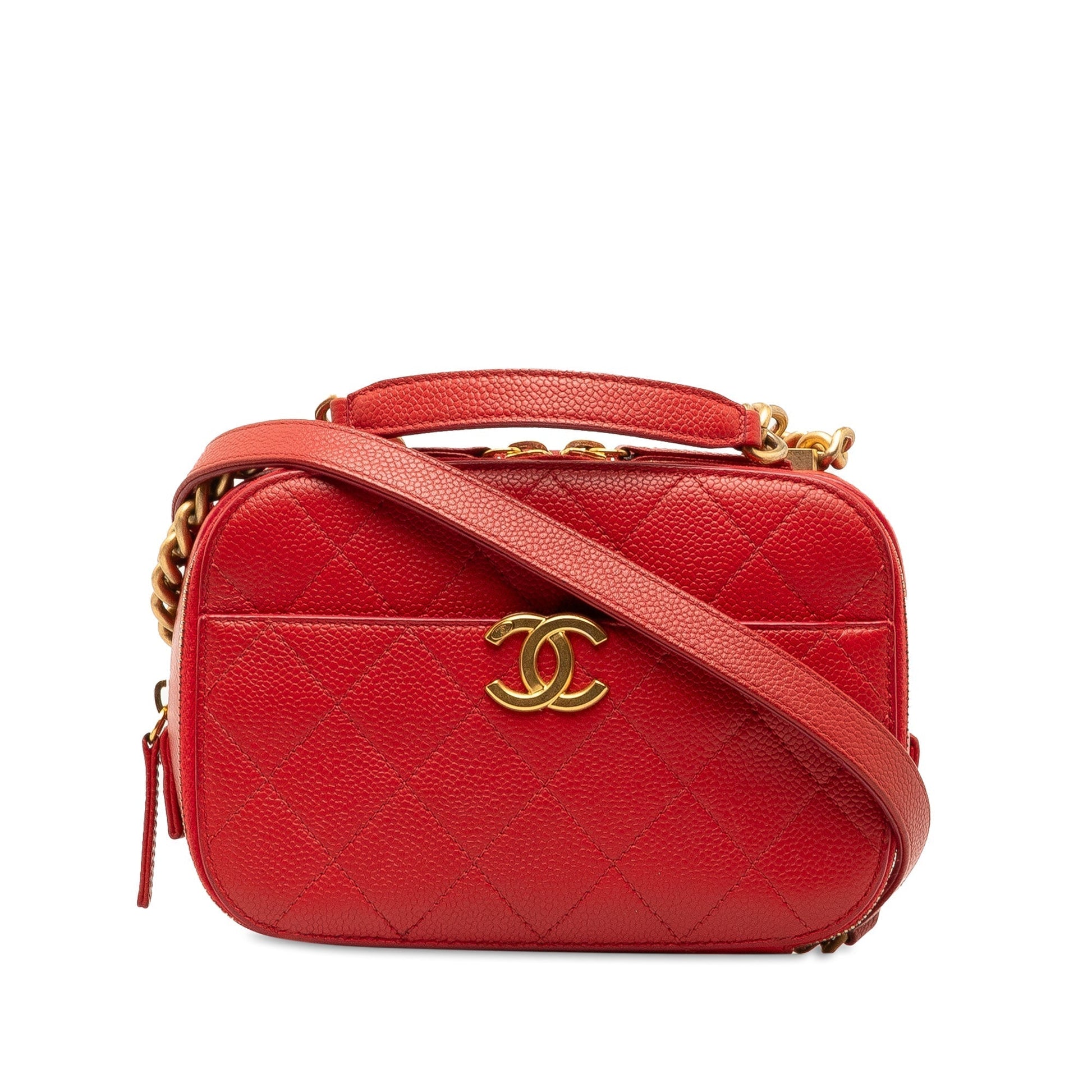 CHANEL Small Quilted Caviar Top Handle Camera Bag