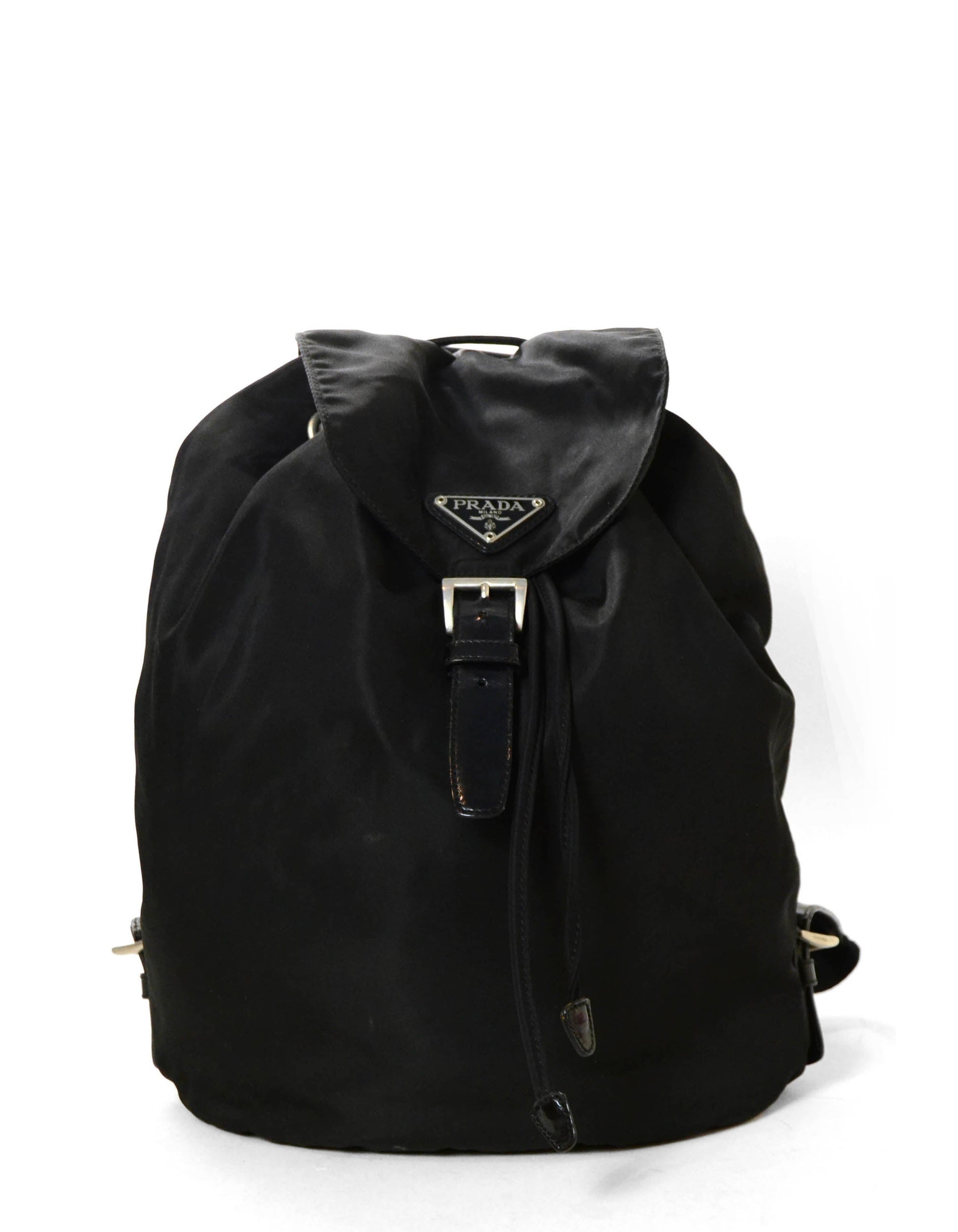 Prada Handbag Buckle Backpack Bag Nylon Black Belt